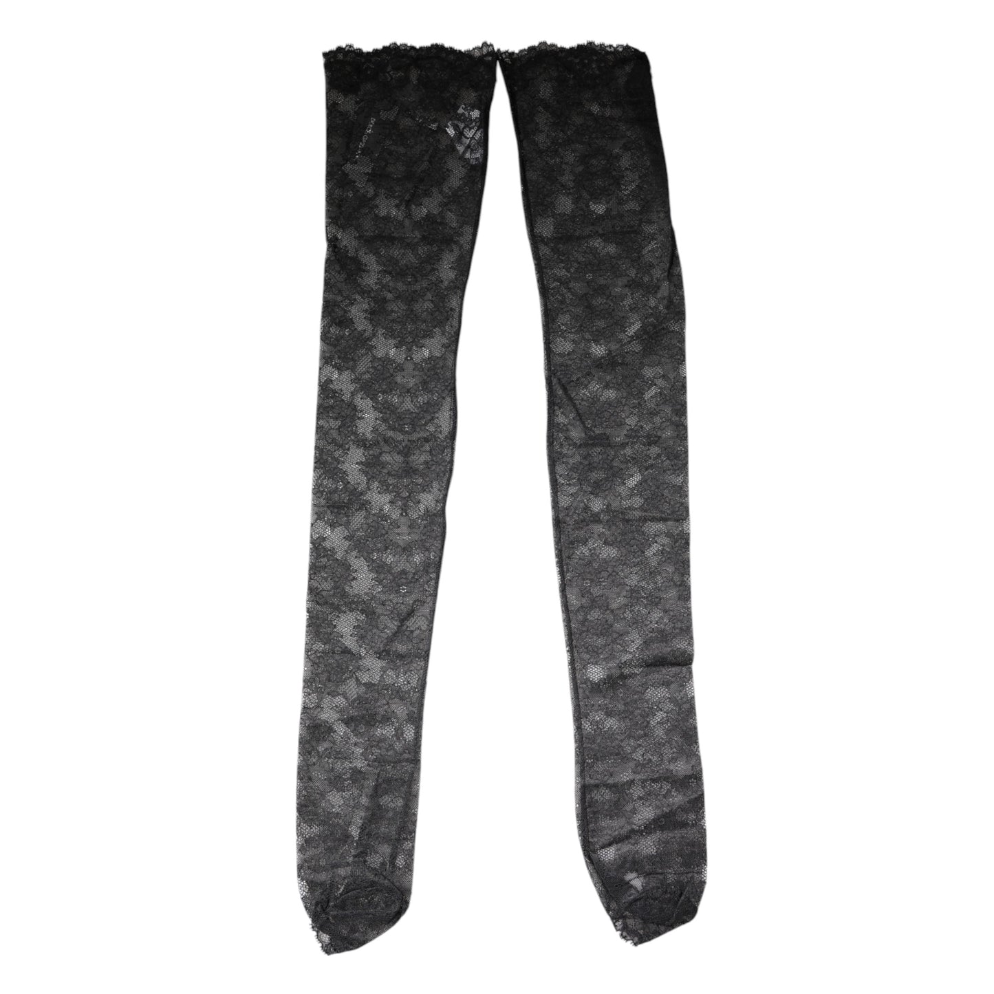 Chaussettes en coton extensible à dentelle florale noire