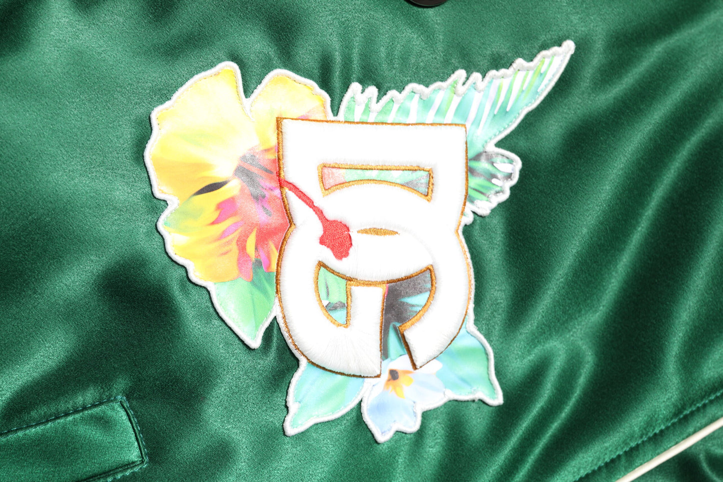 Chaqueta bomber con cremallera completa y logotipo DG floral verde