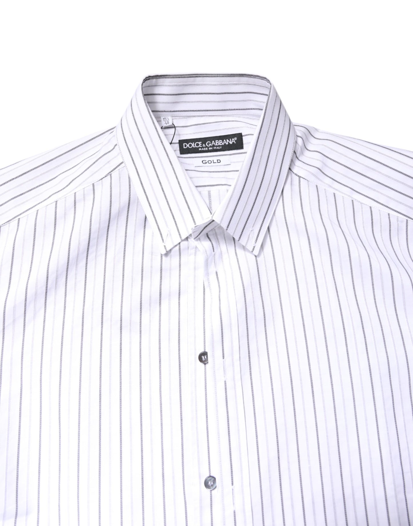 Camisa formal de algodón con rayas blancas y doradas