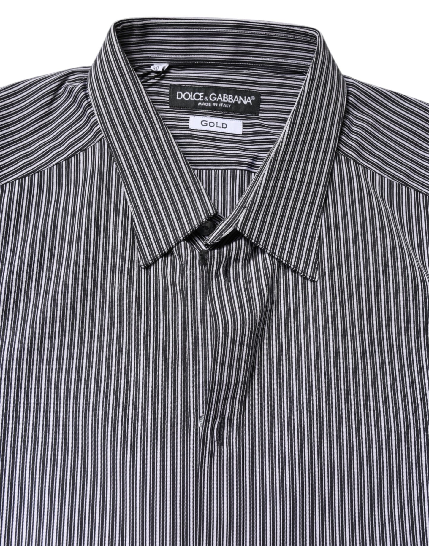 Camisa formal de rayas blancas y negras doradas