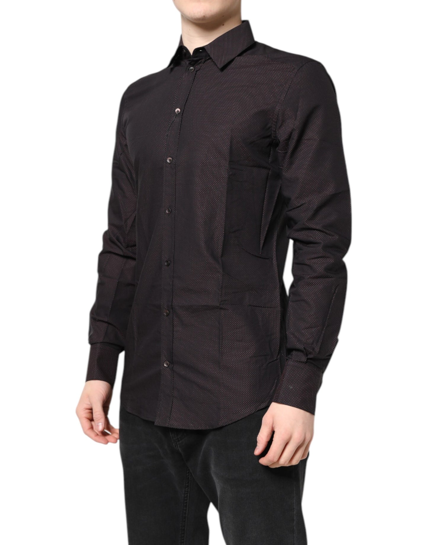 Camisa de vestir para hombre en algodón jacquard color granate GOLD