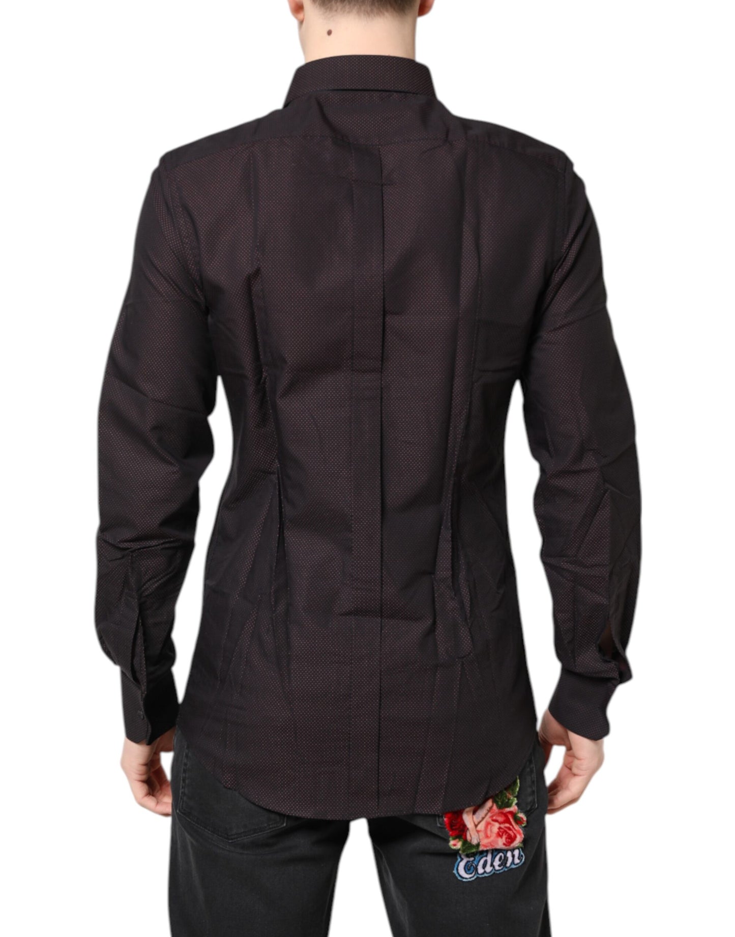 Camisa de vestir para hombre en algodón jacquard color granate GOLD