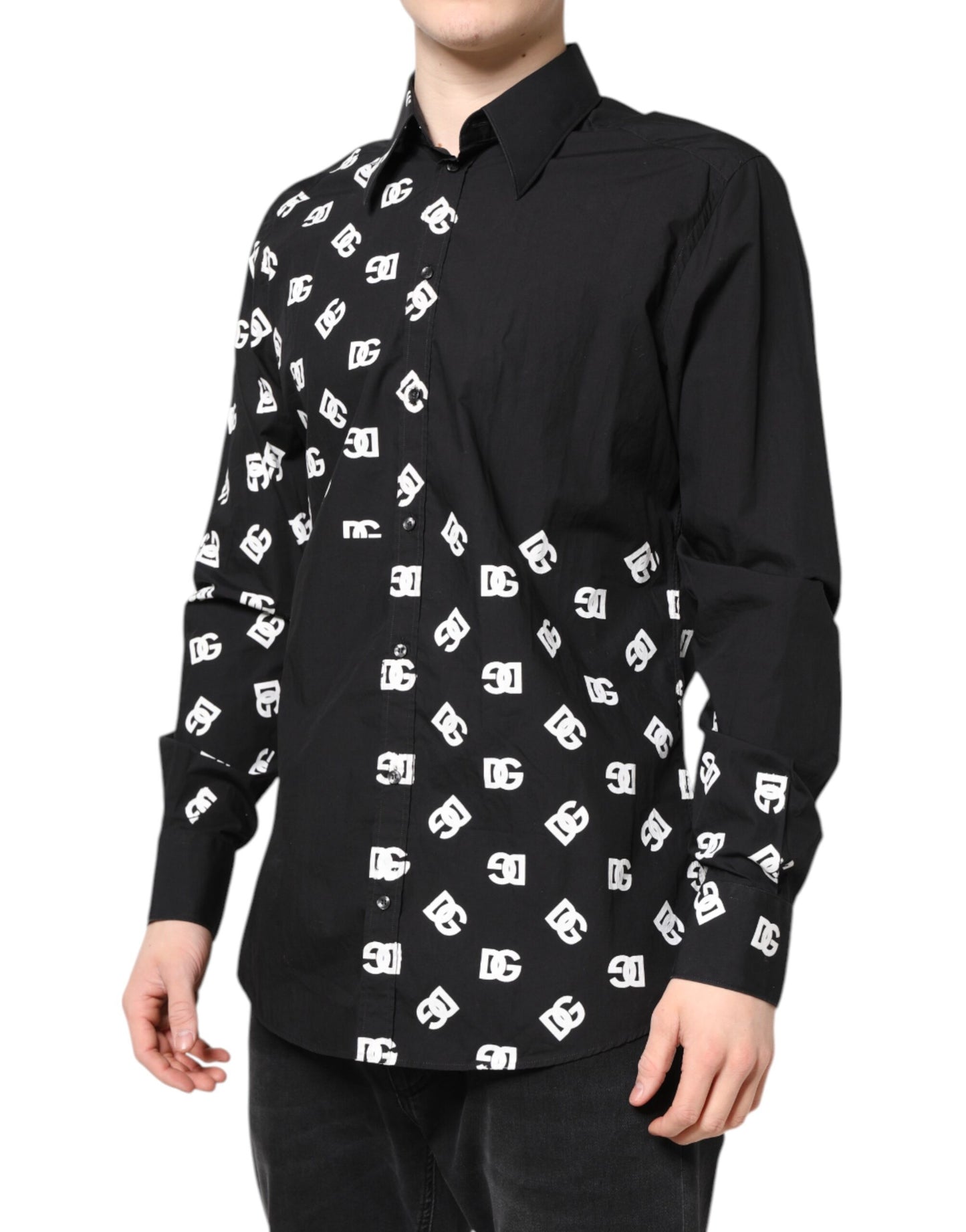 Camisa de vestir MARTINI de algodón con logotipo DG negro