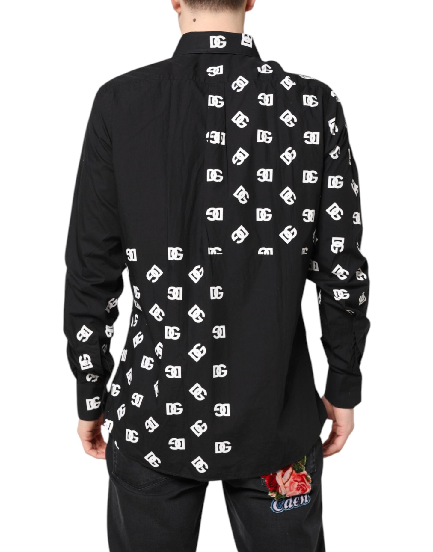 Camisa de vestir MARTINI de algodón con logotipo DG negro