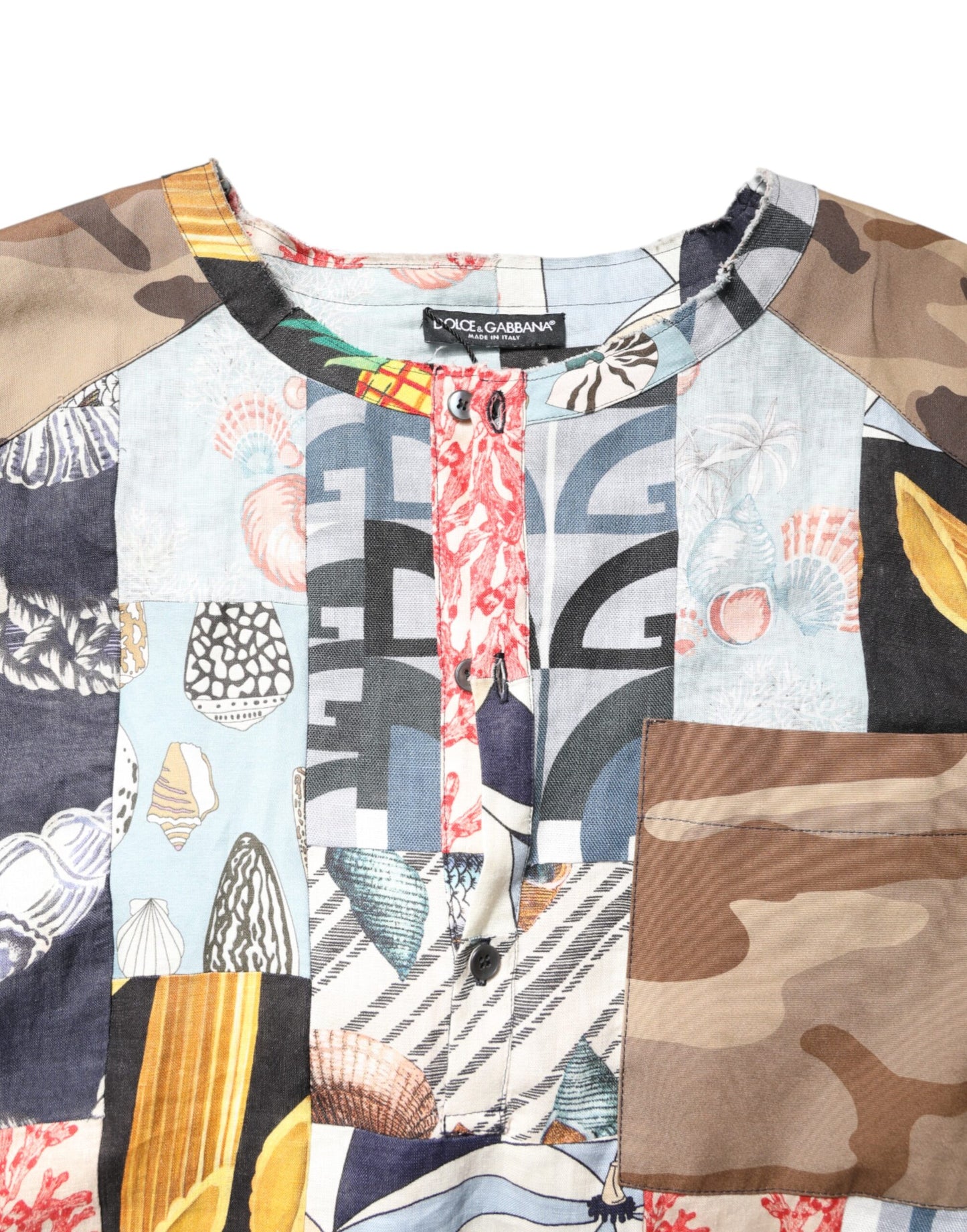 Camisa de manga corta con patchwork multicolor