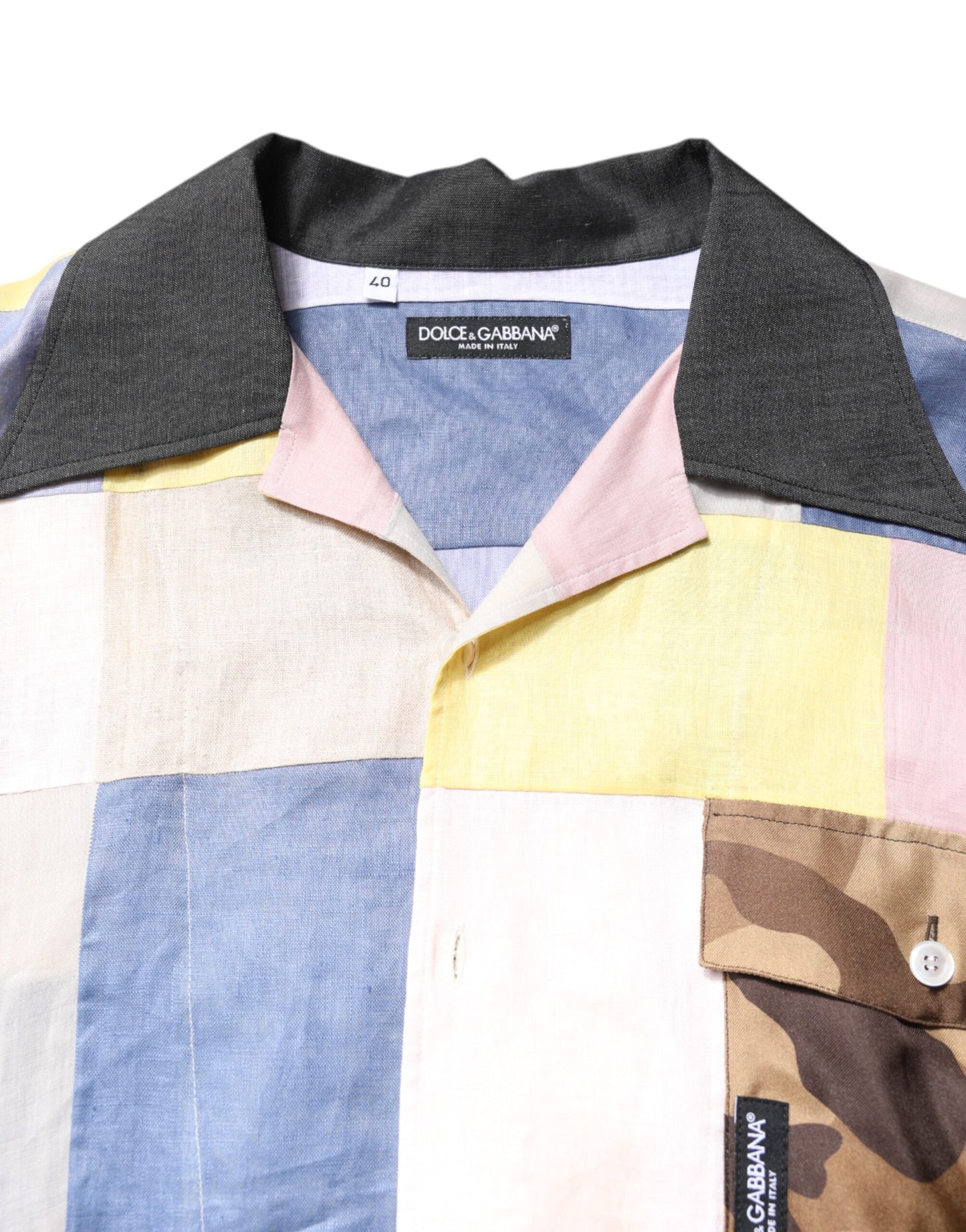 Camisa de manga corta con patchwork multicolor