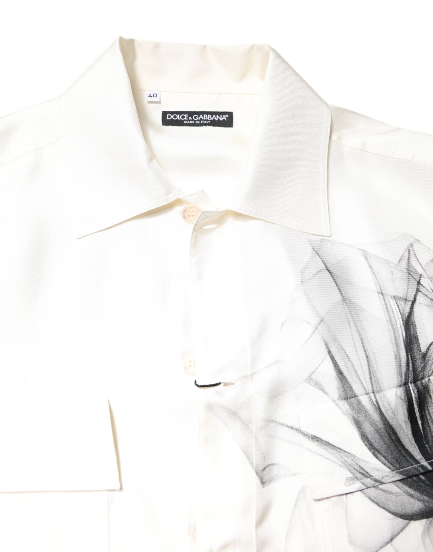 Camisa informal de manga larga de seda color marfil para hombre