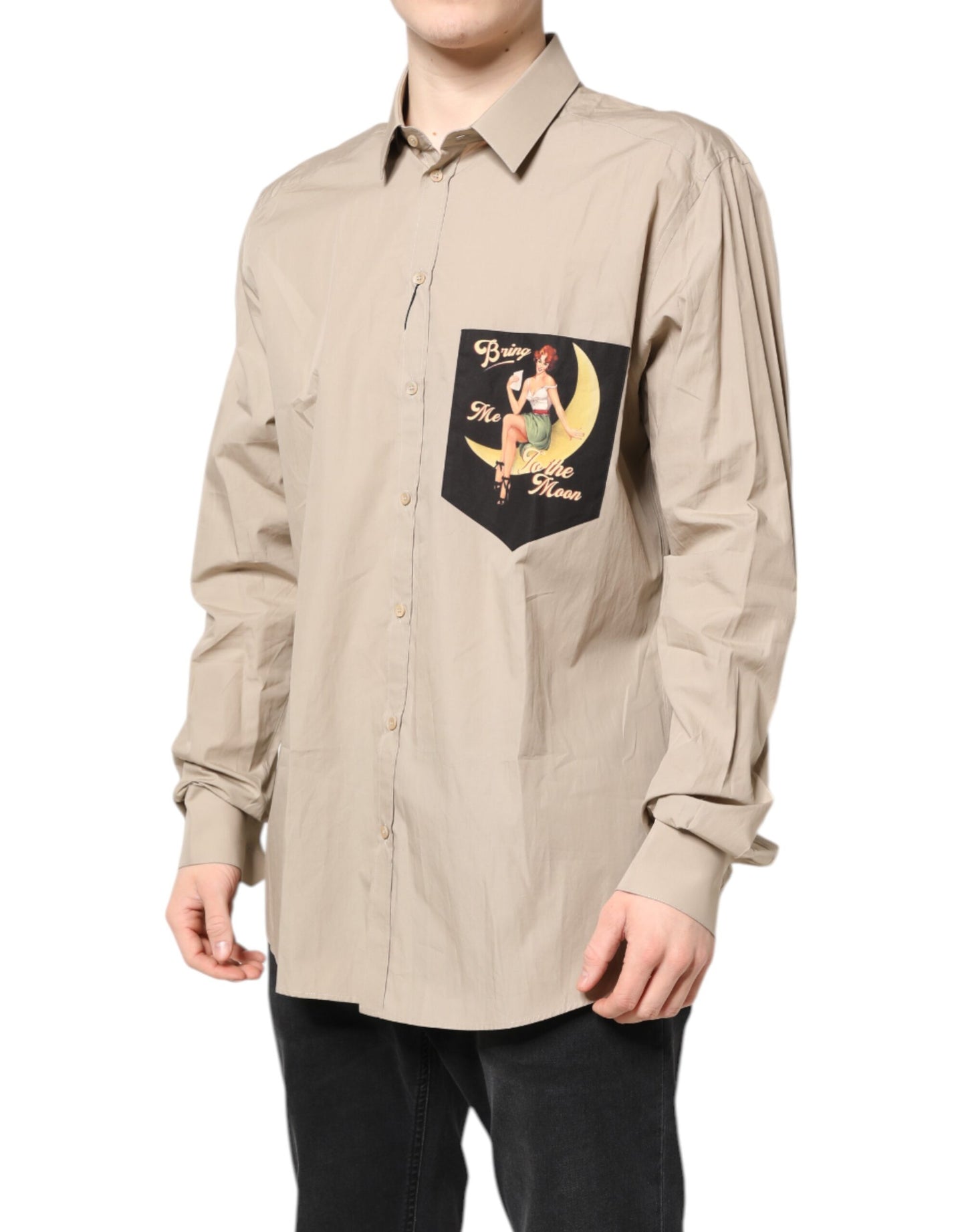 Camisa casual para hombre MARTINI con estampado pin-up beige