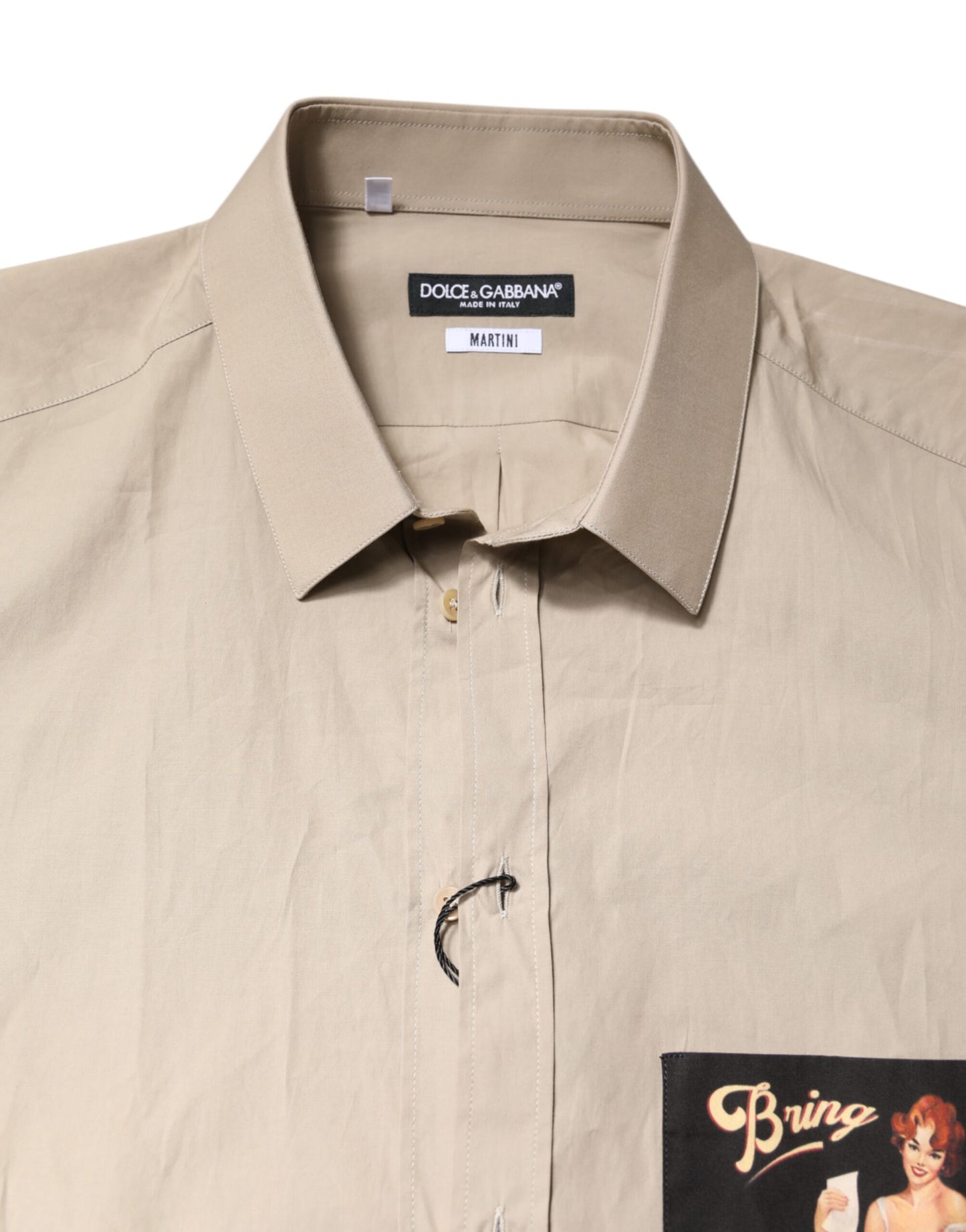Camisa casual para hombre MARTINI con estampado pin-up beige