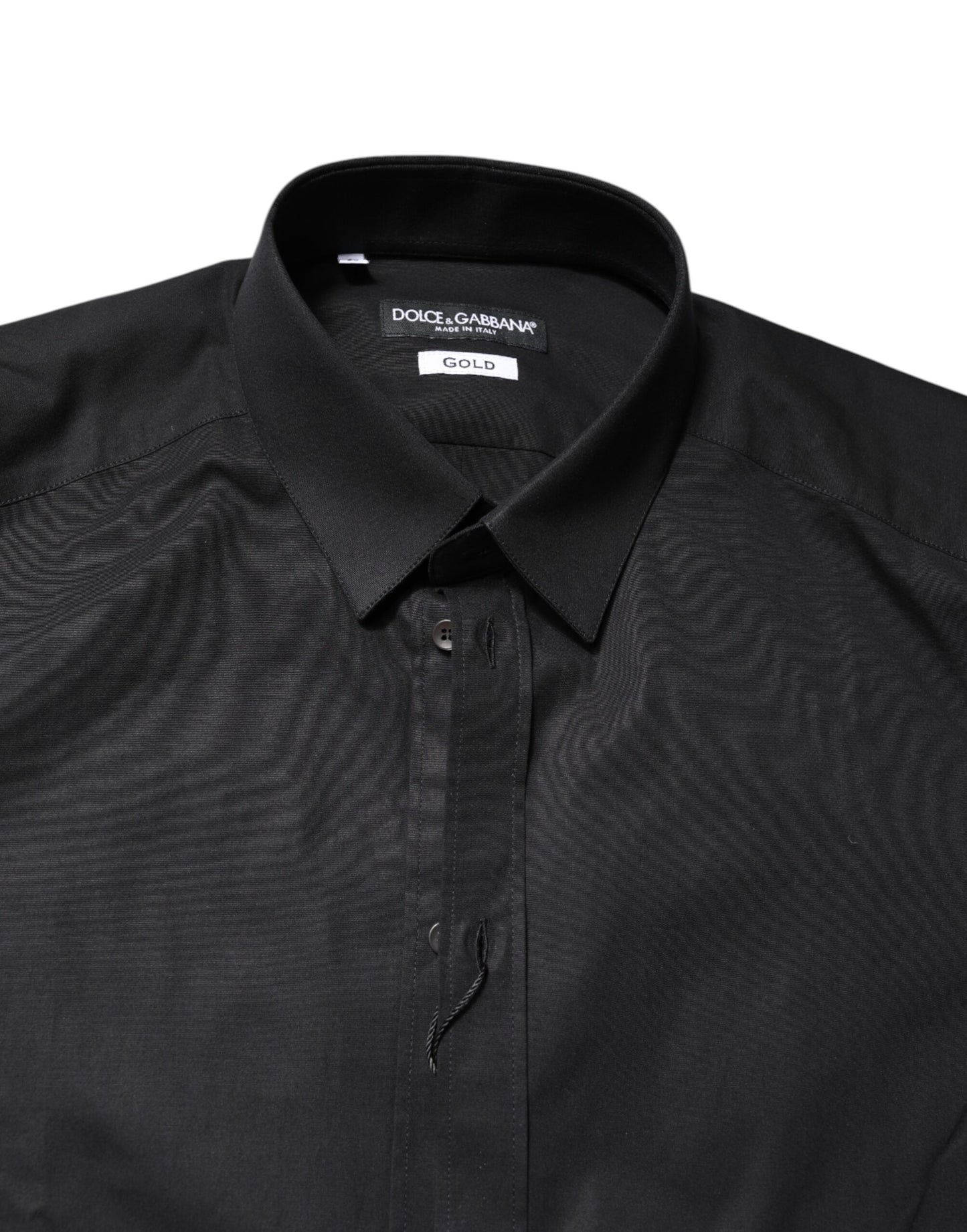 Camisa de vestir de manga larga de algodón negro dorado