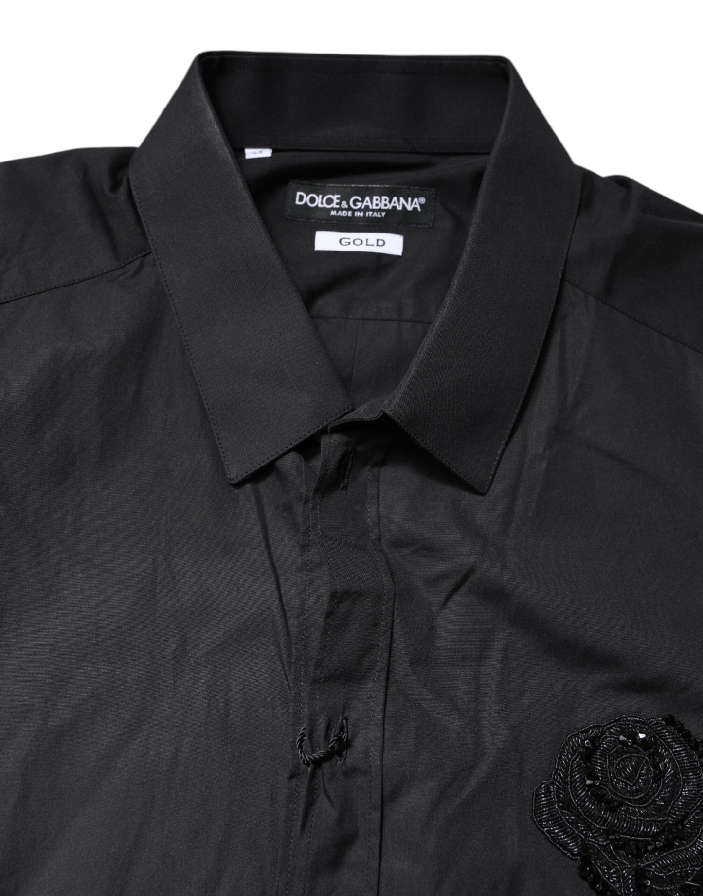 Camisa formal de algodón con estampado floral dorado y negro