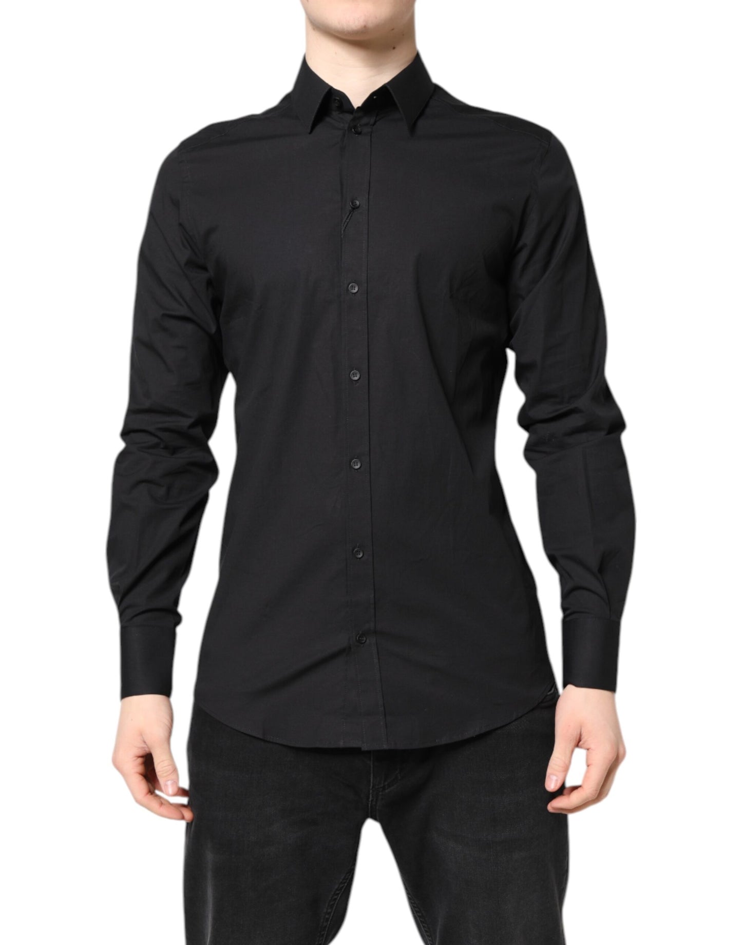 Chemise habillée en coton noir doré