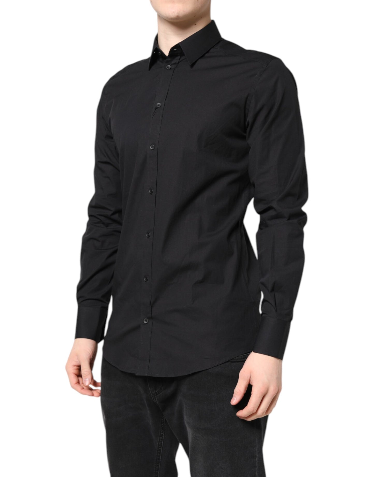 Chemise habillée en coton noir doré