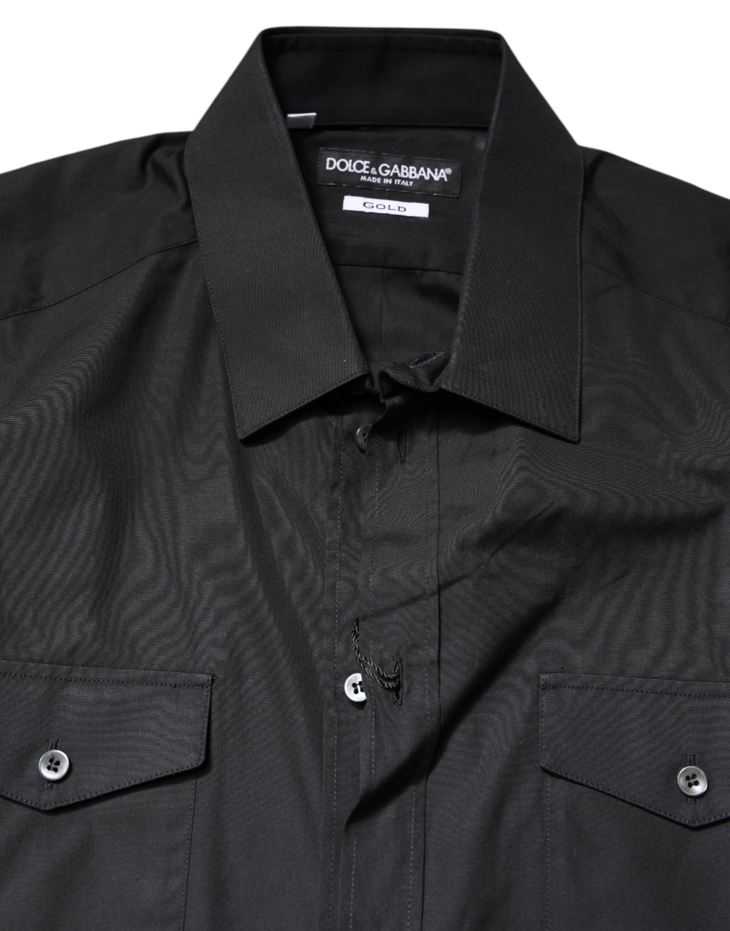 Camisa informal negra de algodón GOLD de manga corta