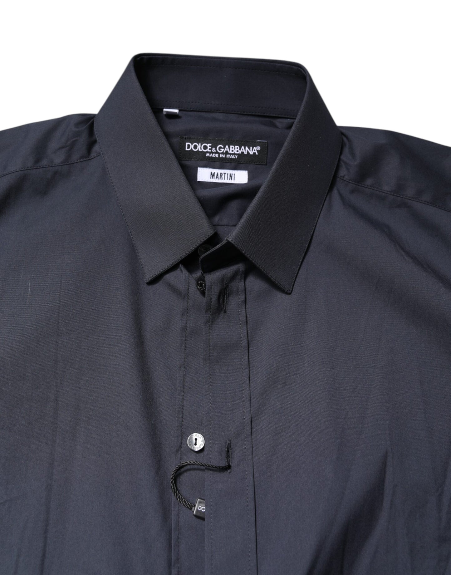 Camisa formal de vestir de algodón azul oscuro MARTINI