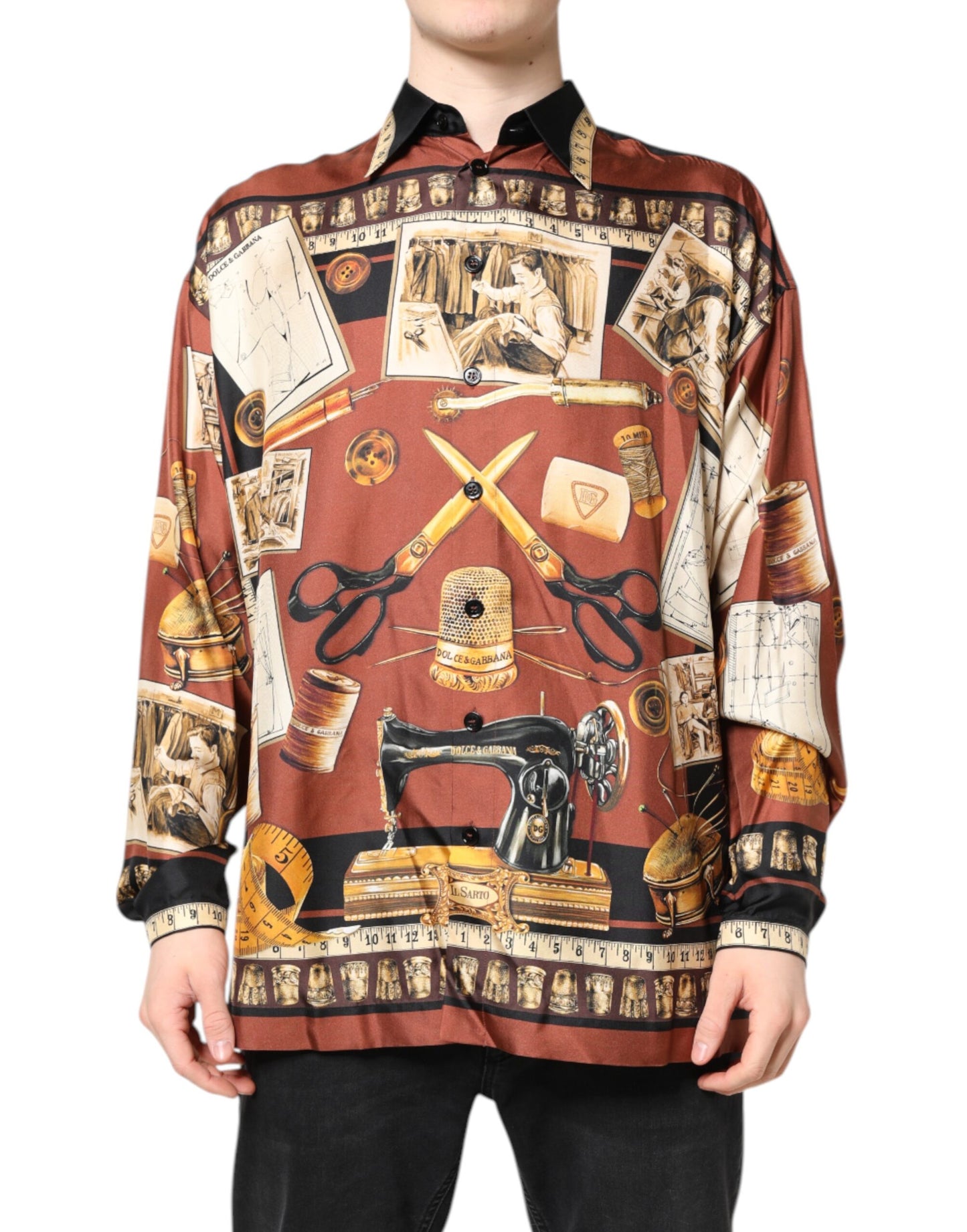 Chemise décontractée en soie à imprimé tailleur multicolore