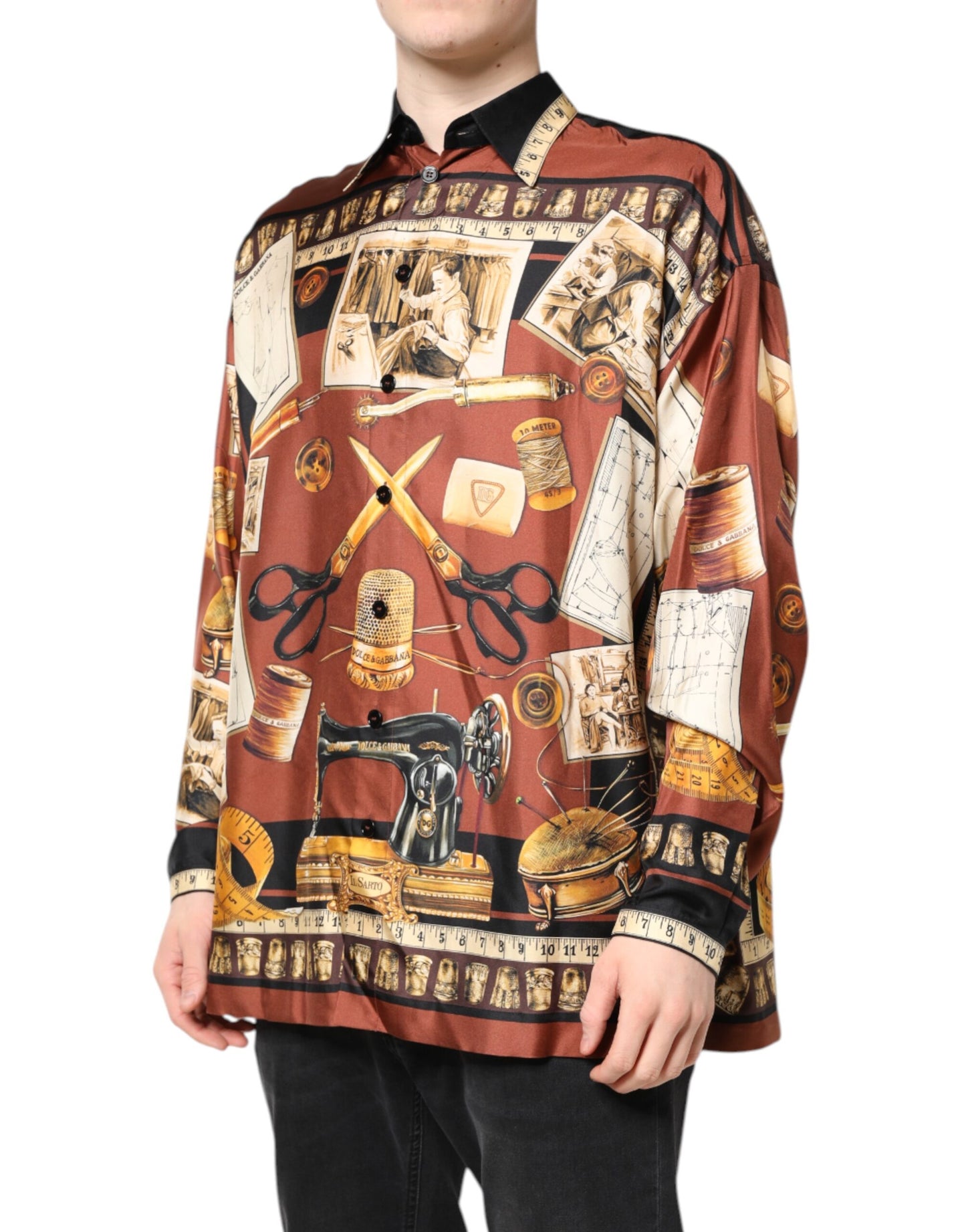 Chemise décontractée en soie à imprimé tailleur multicolore
