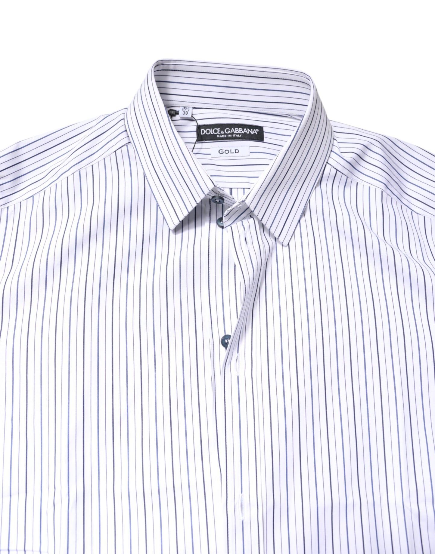 Camisa formal de algodón con rayas blancas doradas
