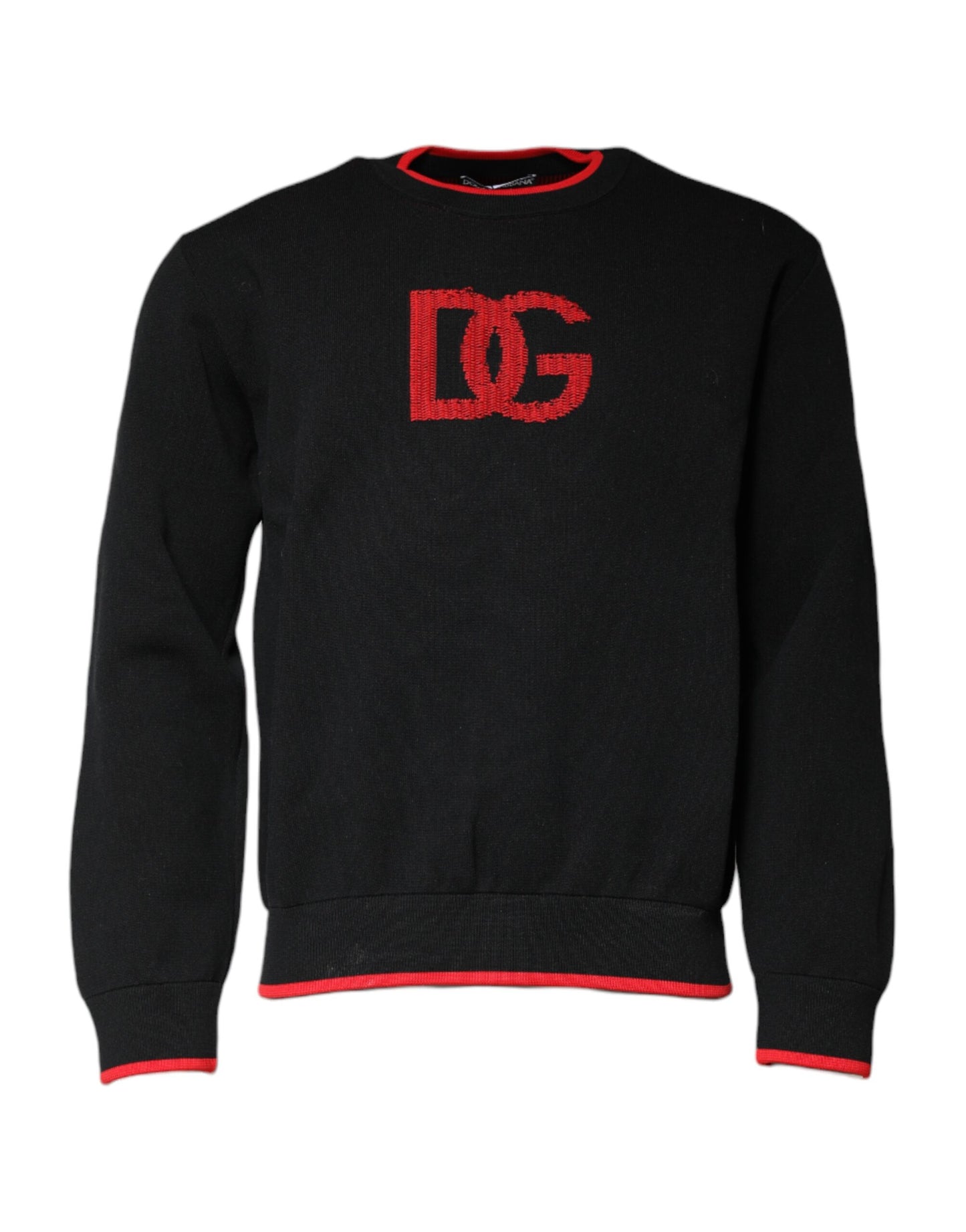Black Nylon DGLogo Knit Men Pullover Sweater
