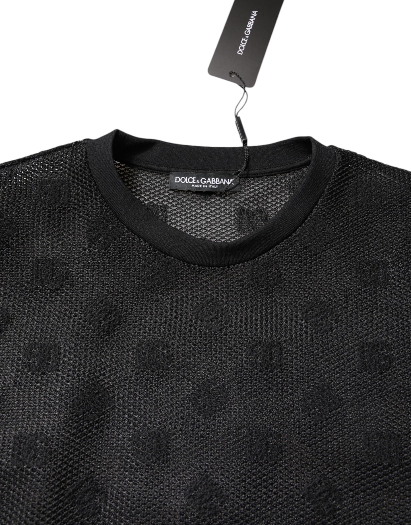 T-shirt noir à manches courtes avec logo transparent