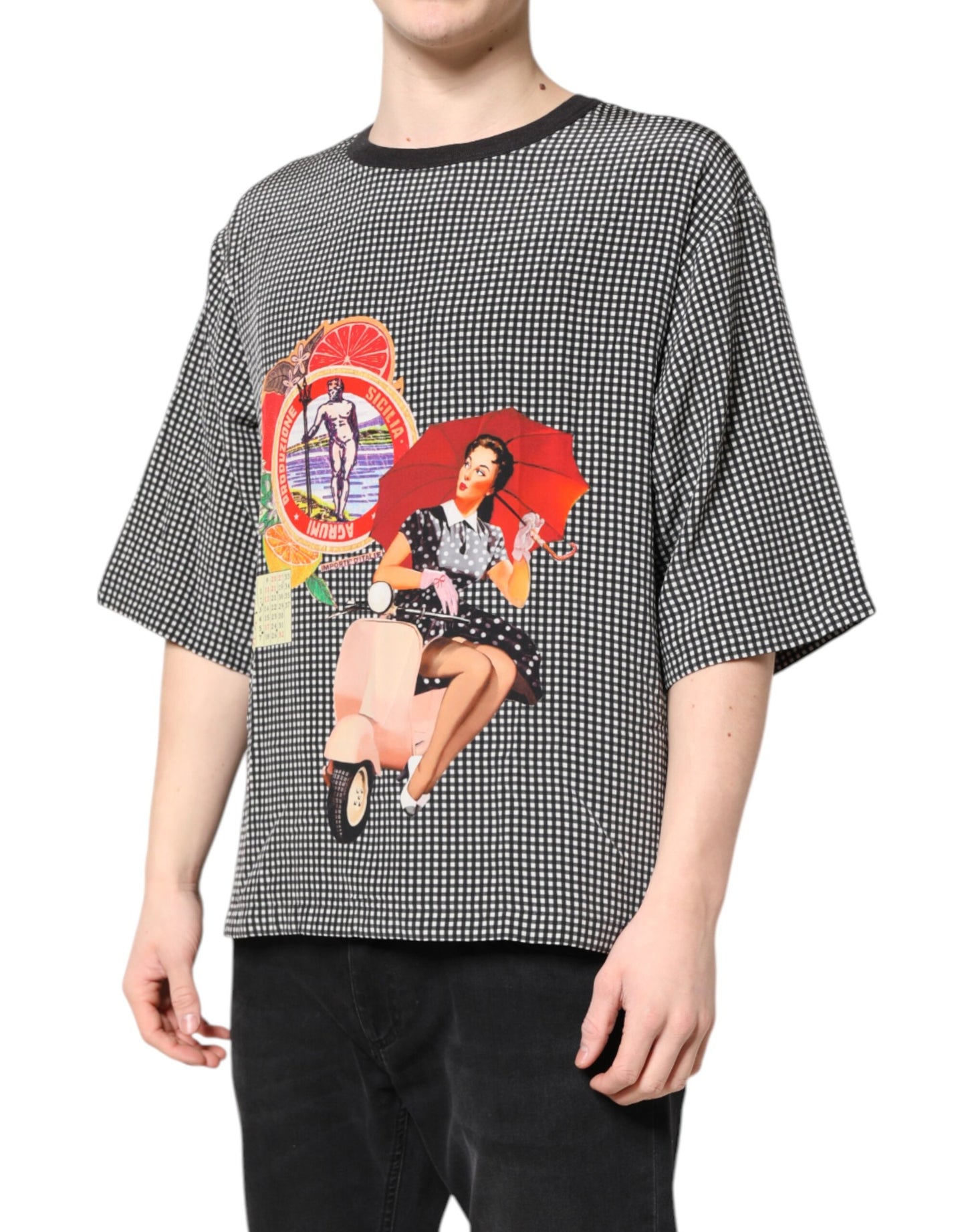 T-shirt à manches courtes noir à imprimé graphique