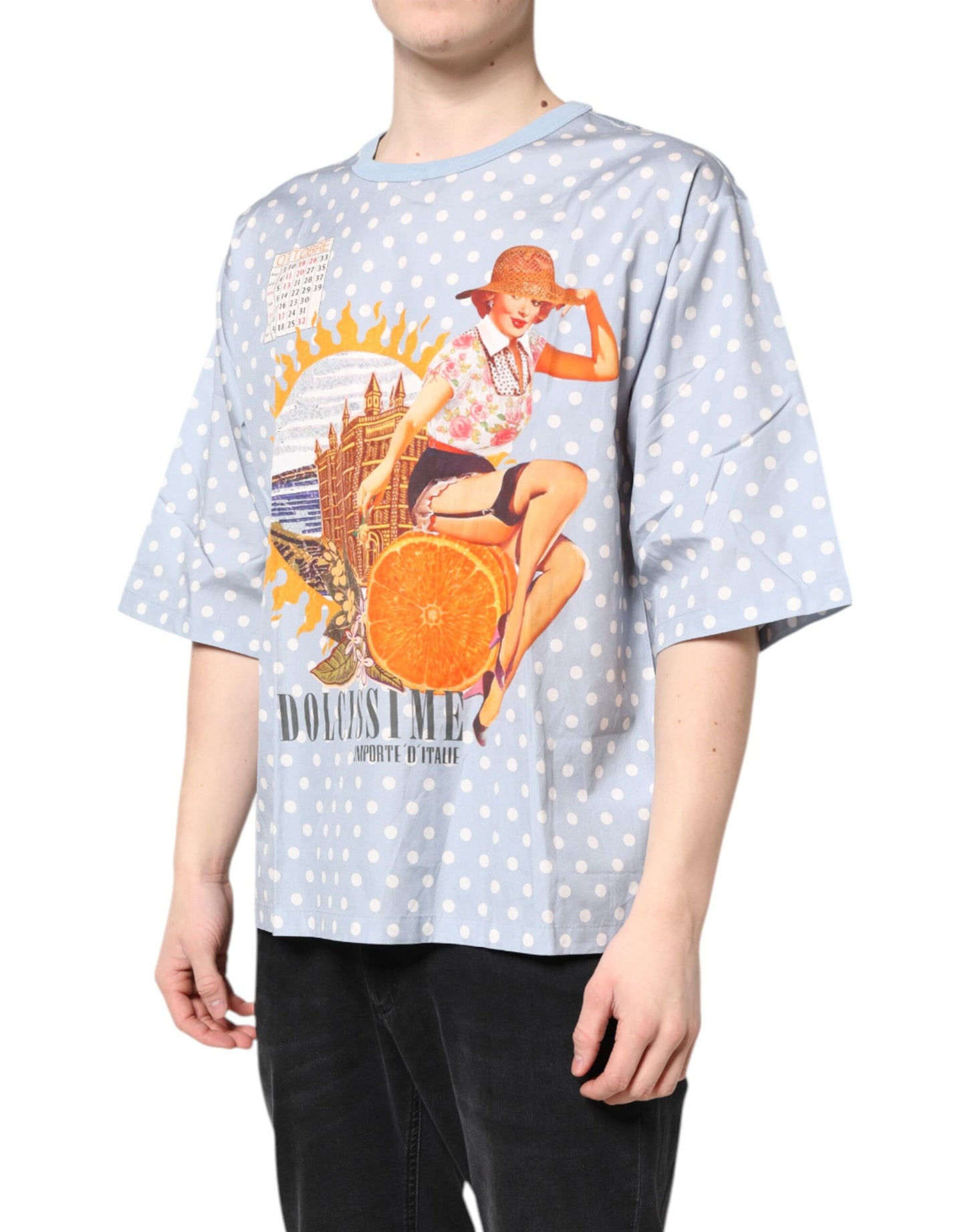 T-shirt à manches courtes bleu clair à imprimé graphique