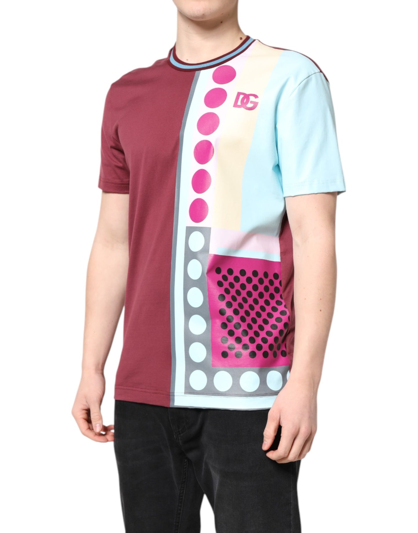 T-shirt à manches courtes avec logo imprimé multicolore