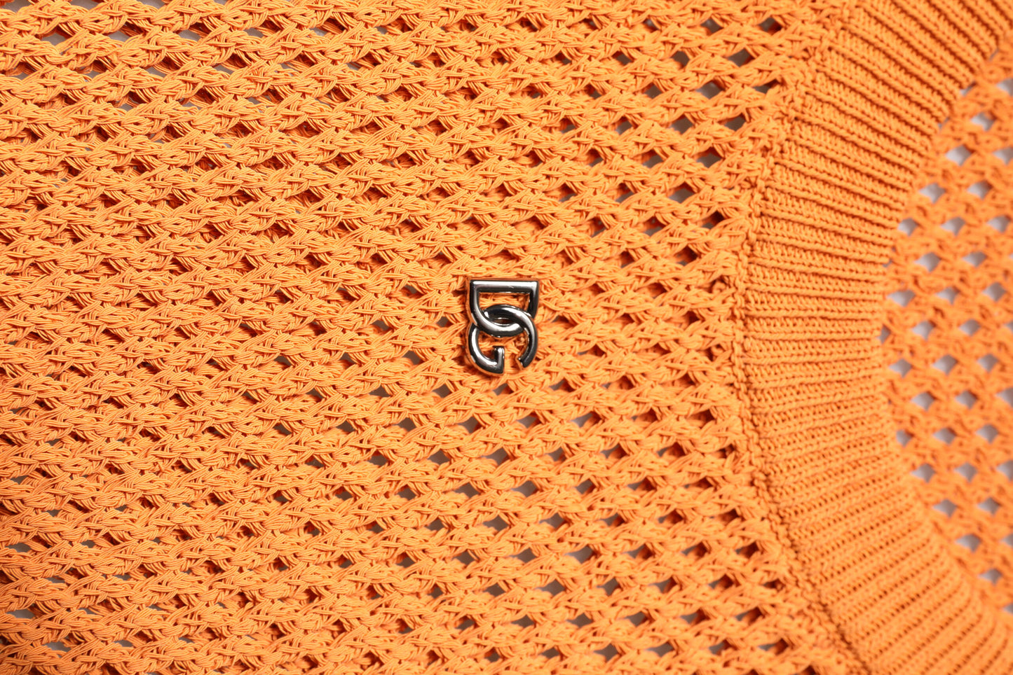 T-shirt col rond sans manches en cachemire orange