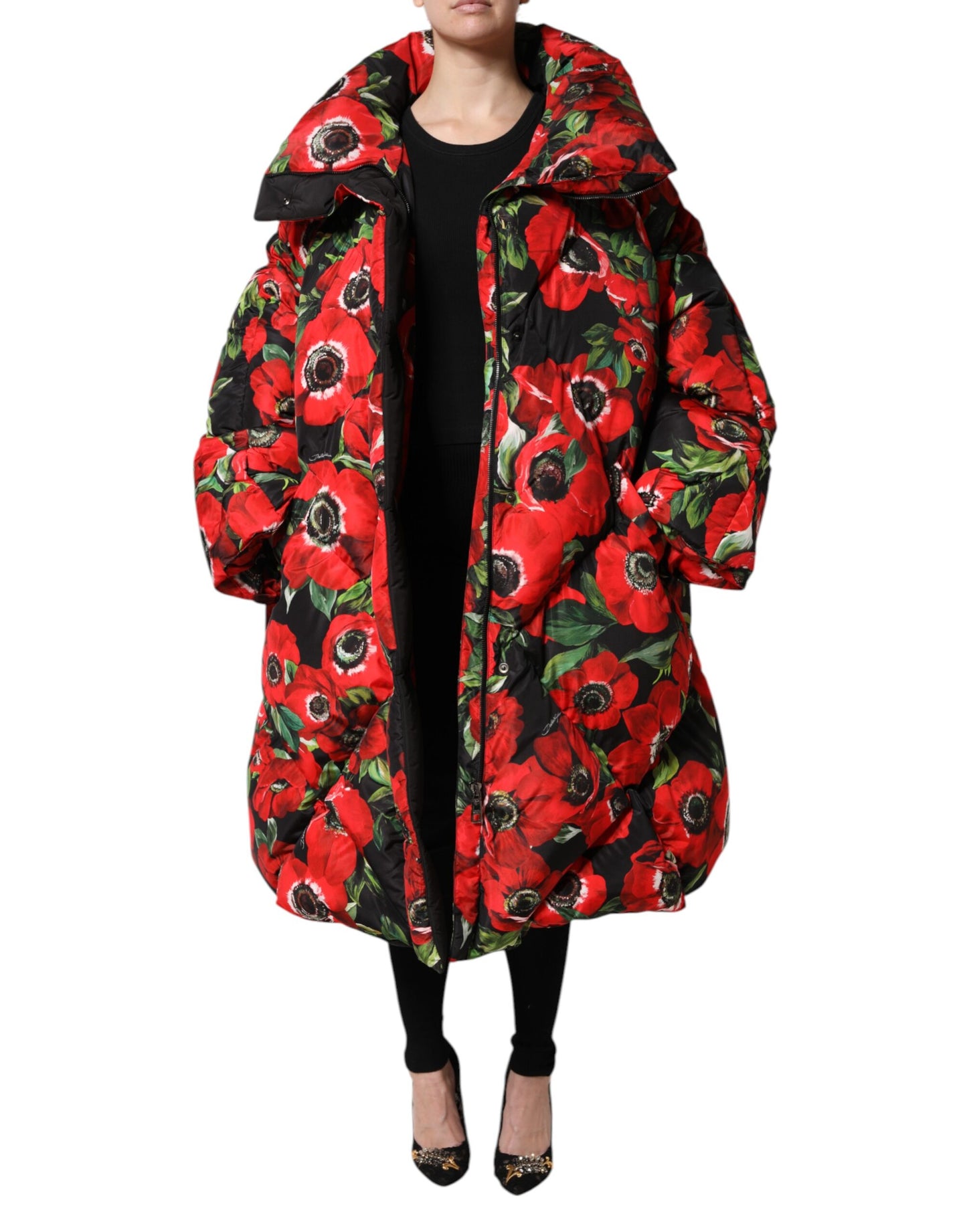 Veste matelassée zippée à fleurs multicolores