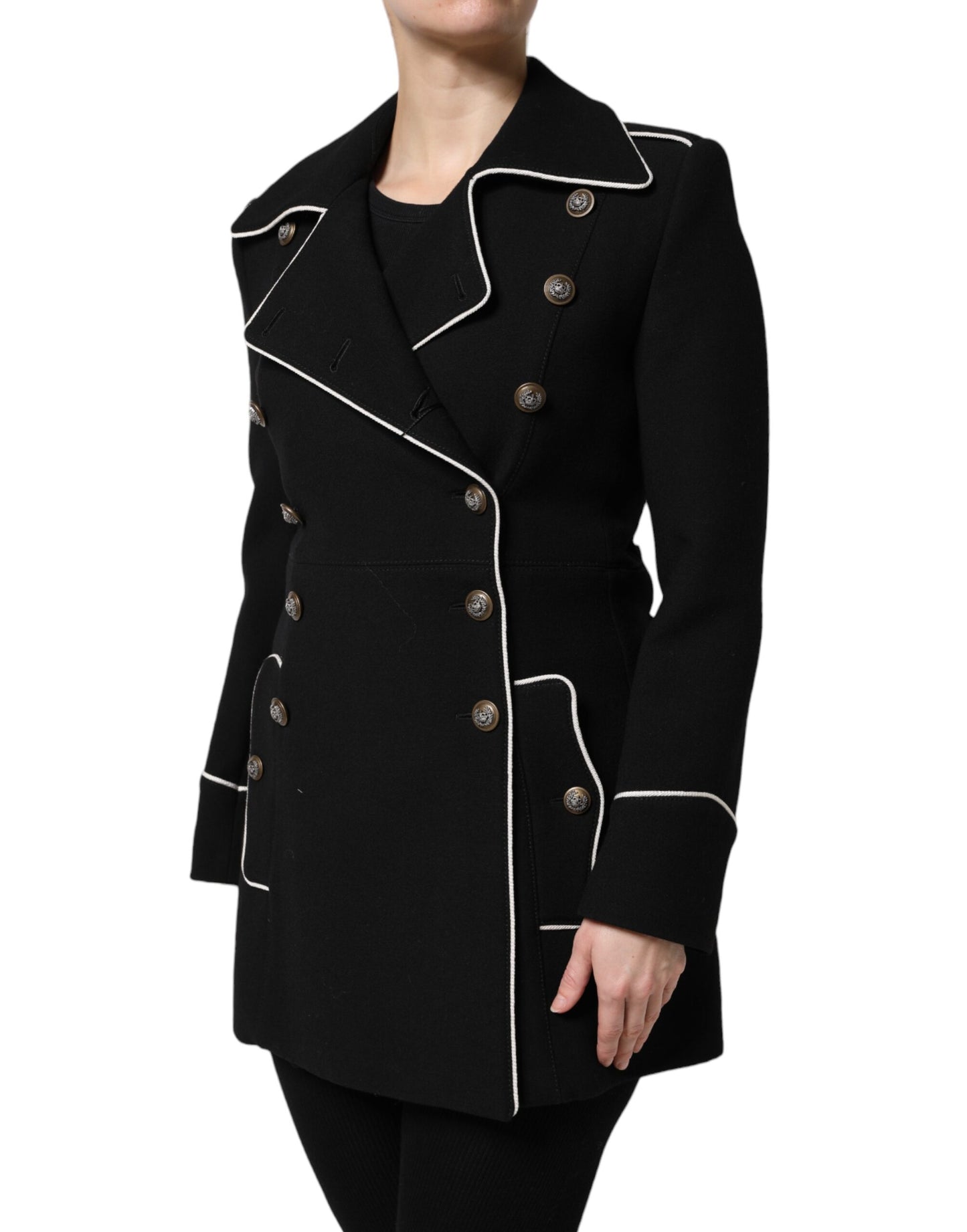 Veste blazer croisée en laine noire