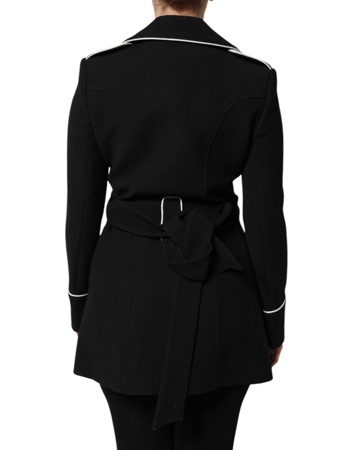 Veste blazer croisée en laine noire