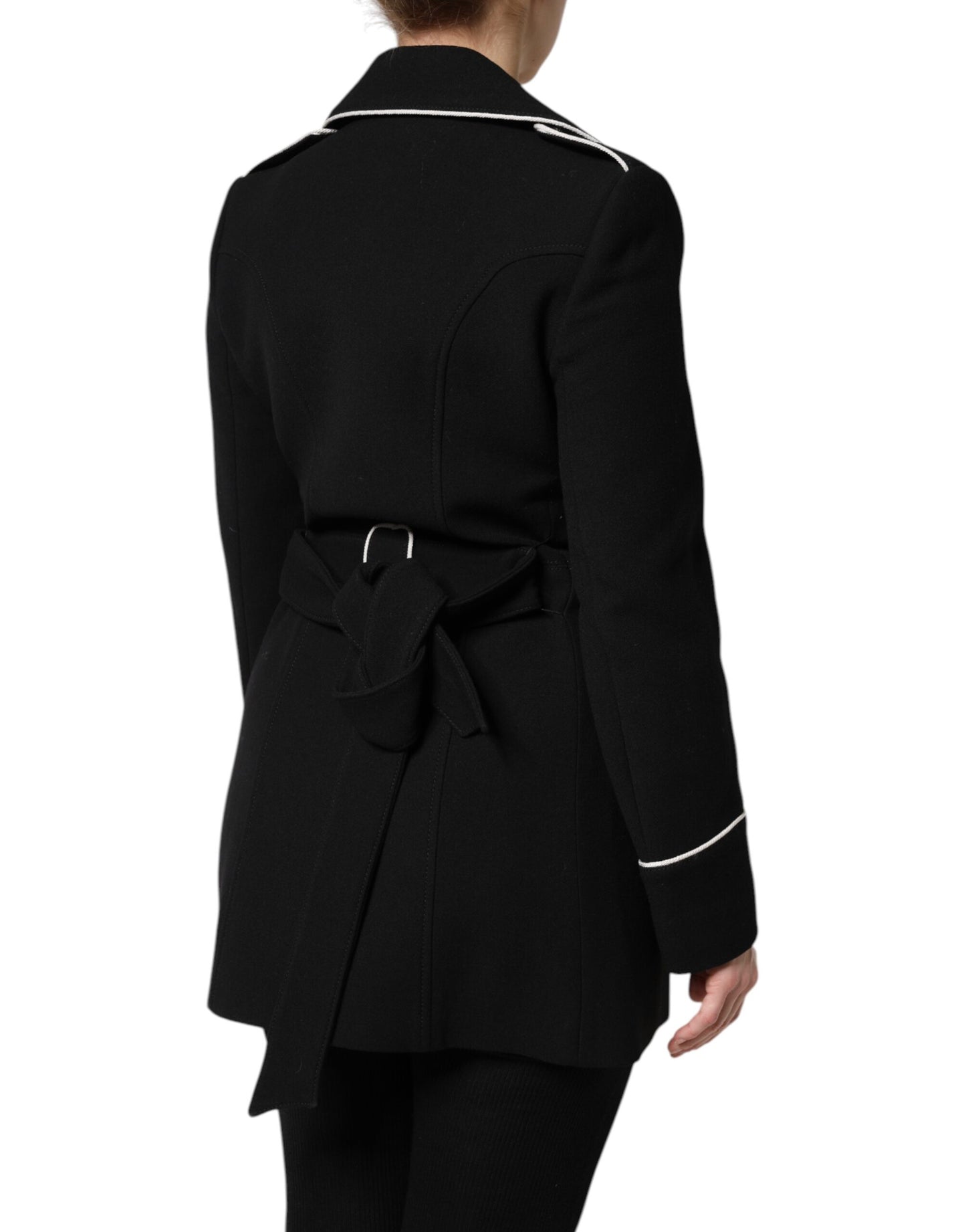 Veste blazer croisée en laine noire