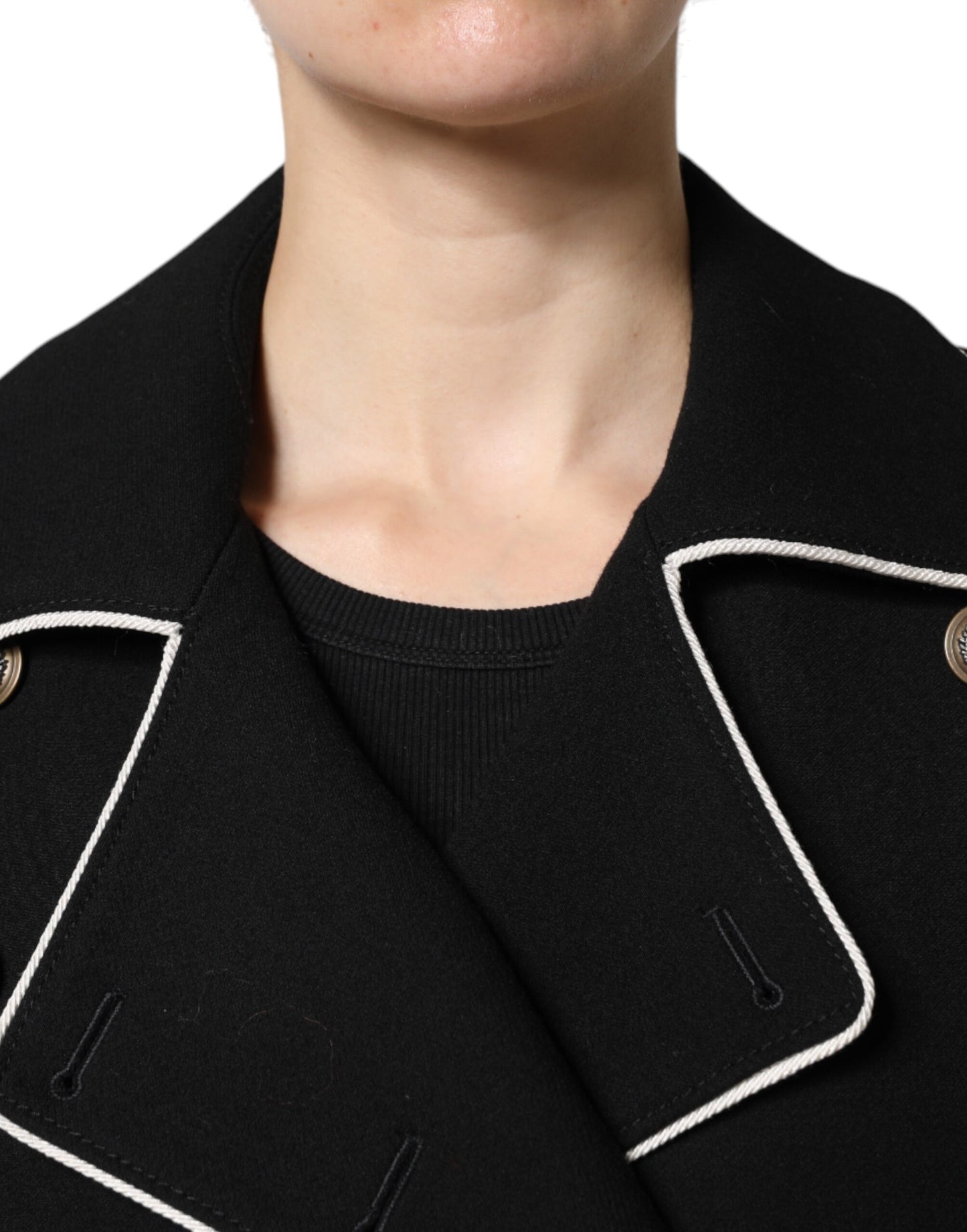 Veste blazer croisée en laine noire