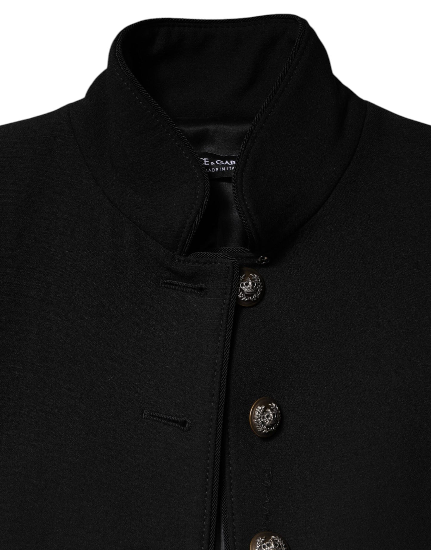 Chaqueta gabardina de lana negra de un solo pecho