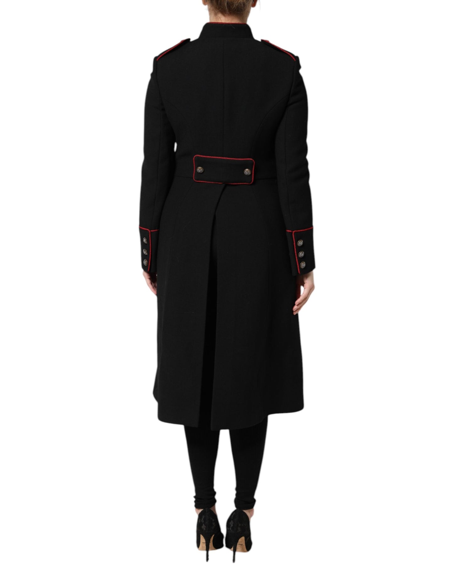 Chaqueta gabardina de lana negra de un solo pecho