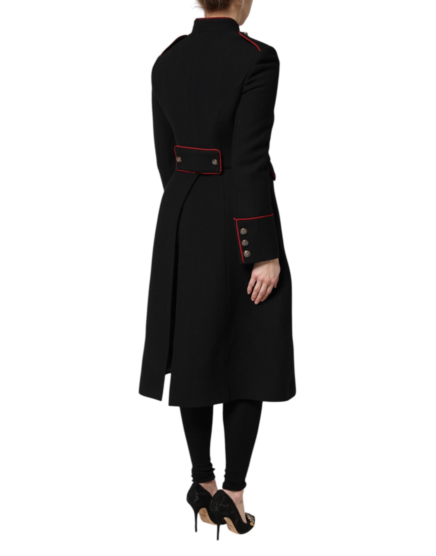 Chaqueta gabardina de lana negra de un solo pecho