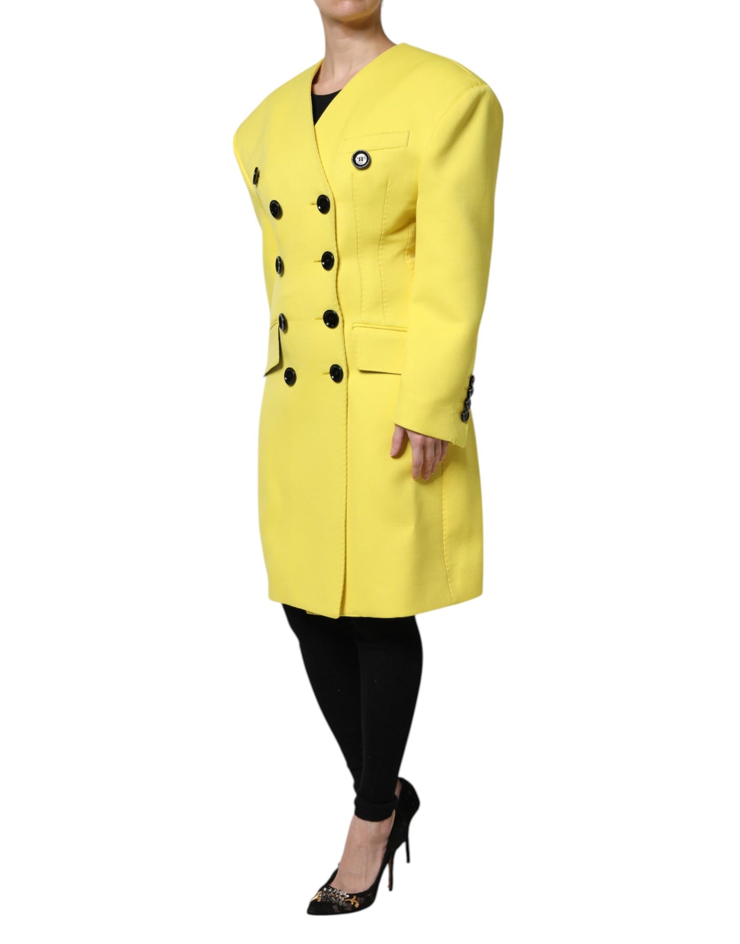Chaqueta gabardina cruzada amarilla