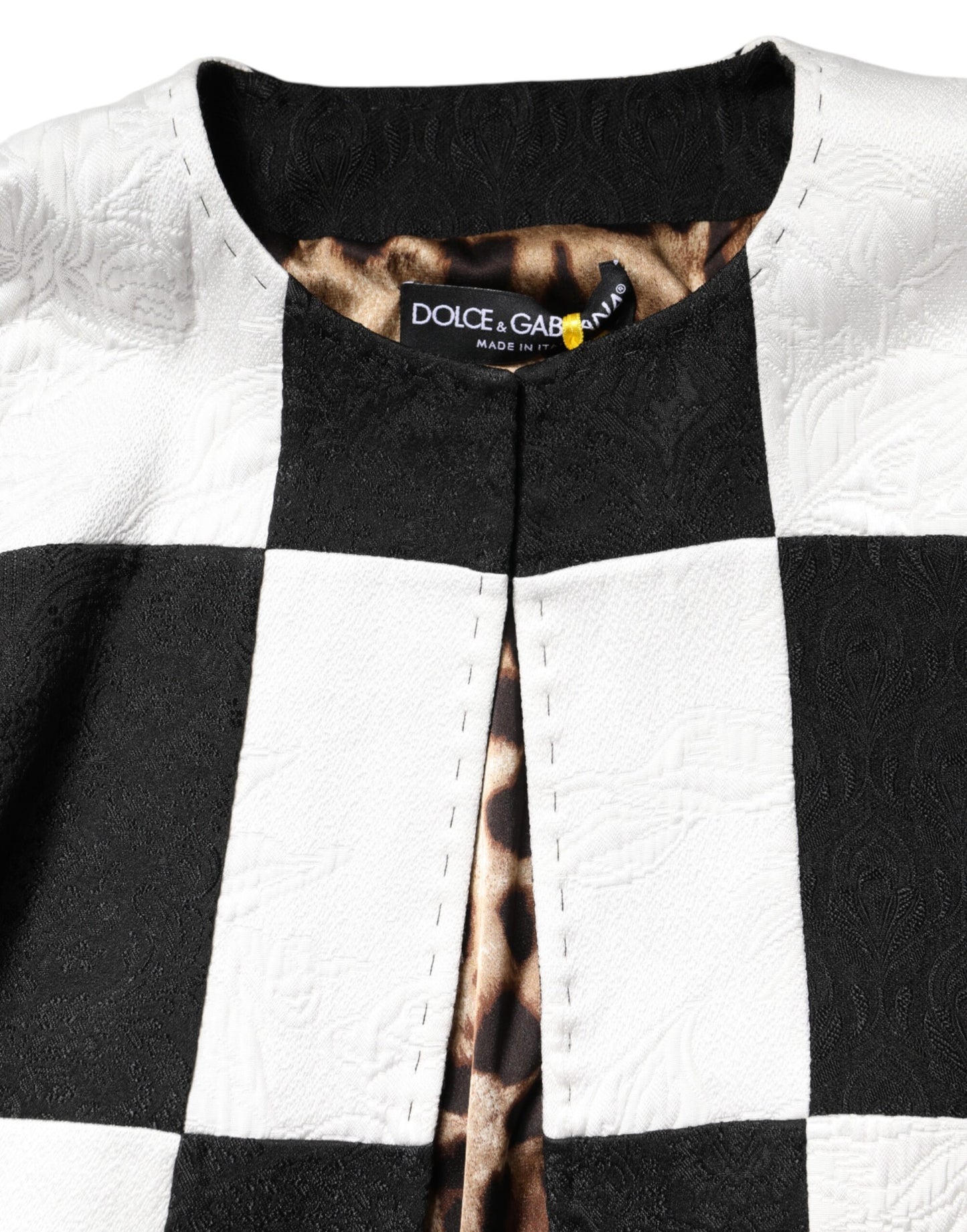 Chaqueta blazer de jacquard con patchwork en blanco y negro