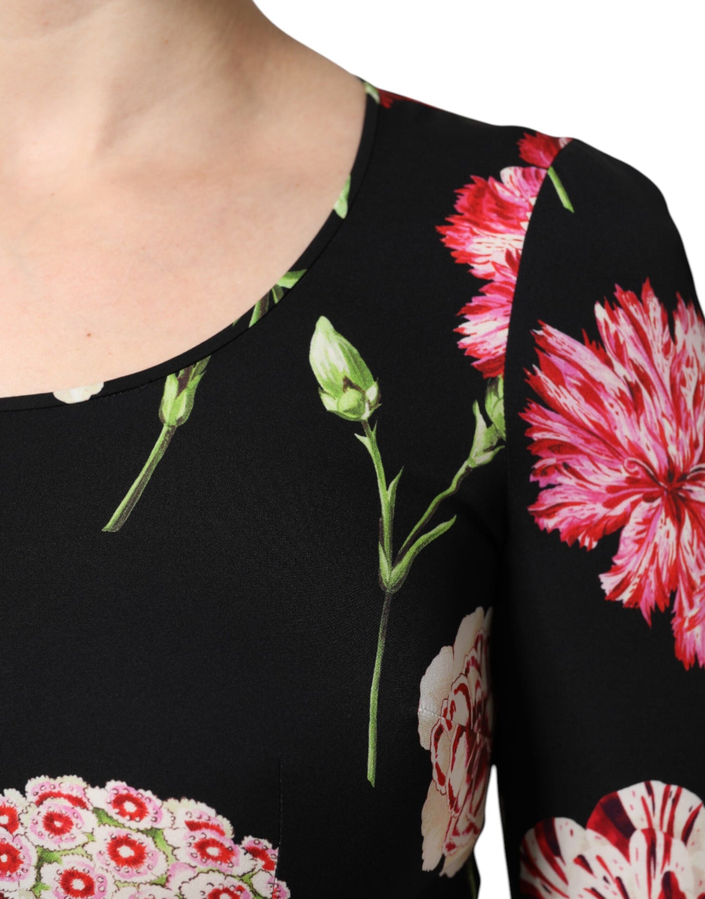 Blusa de manga larga con estampado floral negro para mujer