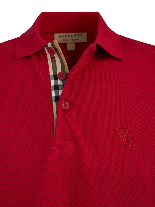 Red Cotton Collared Polo Shirt