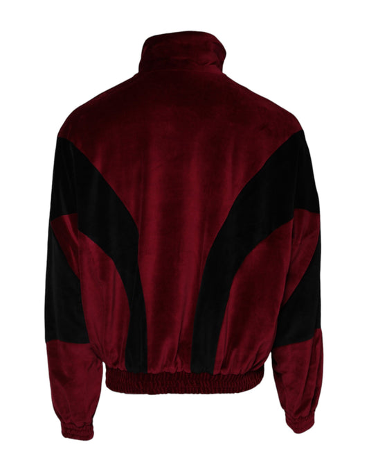 Chaqueta bomber de algodón con cremallera completa y logotipo en rojo y negro