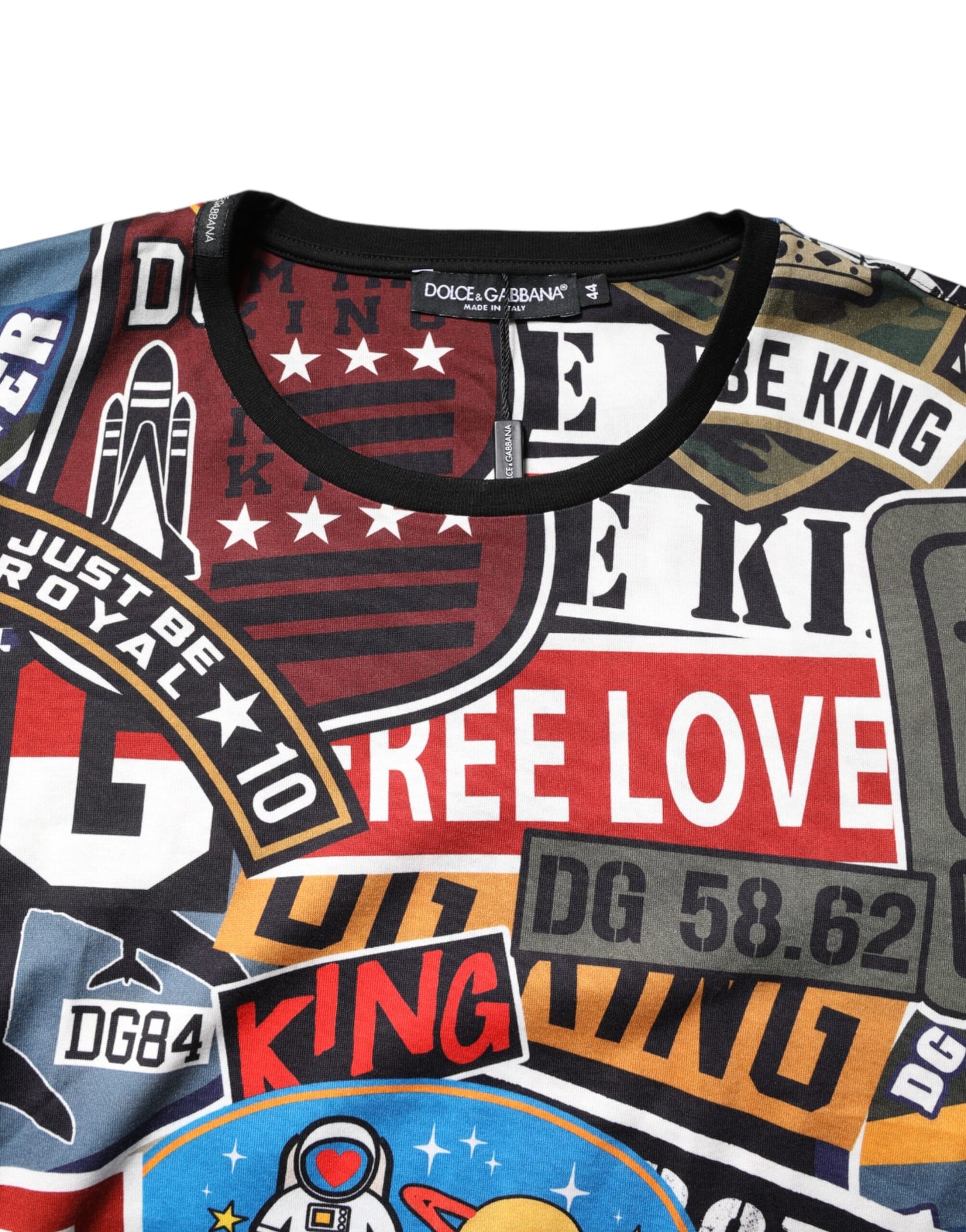 T-shirt ras du cou en coton patchwork multicolore