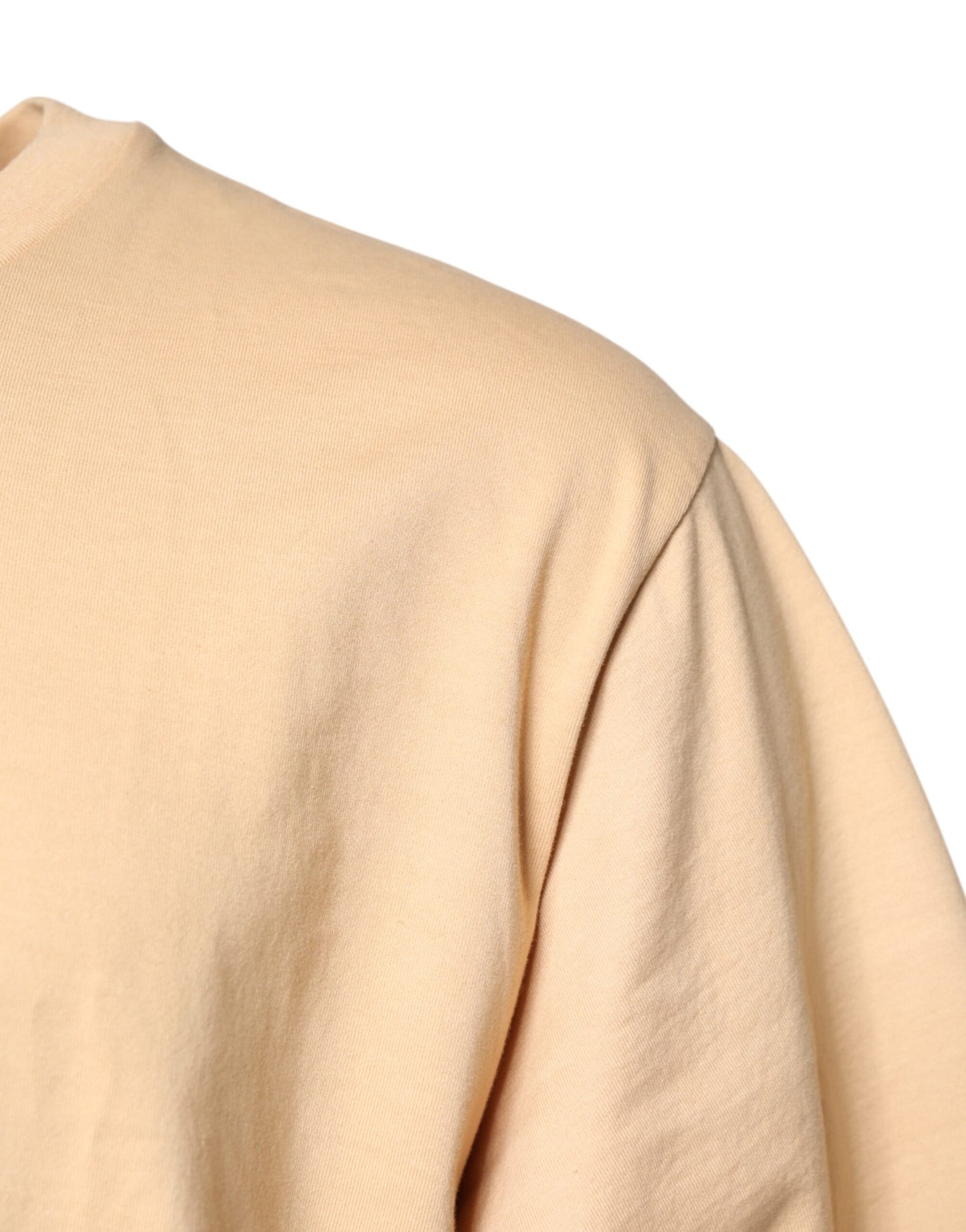 T-shirt col rond en coton beige avec logo imprimé