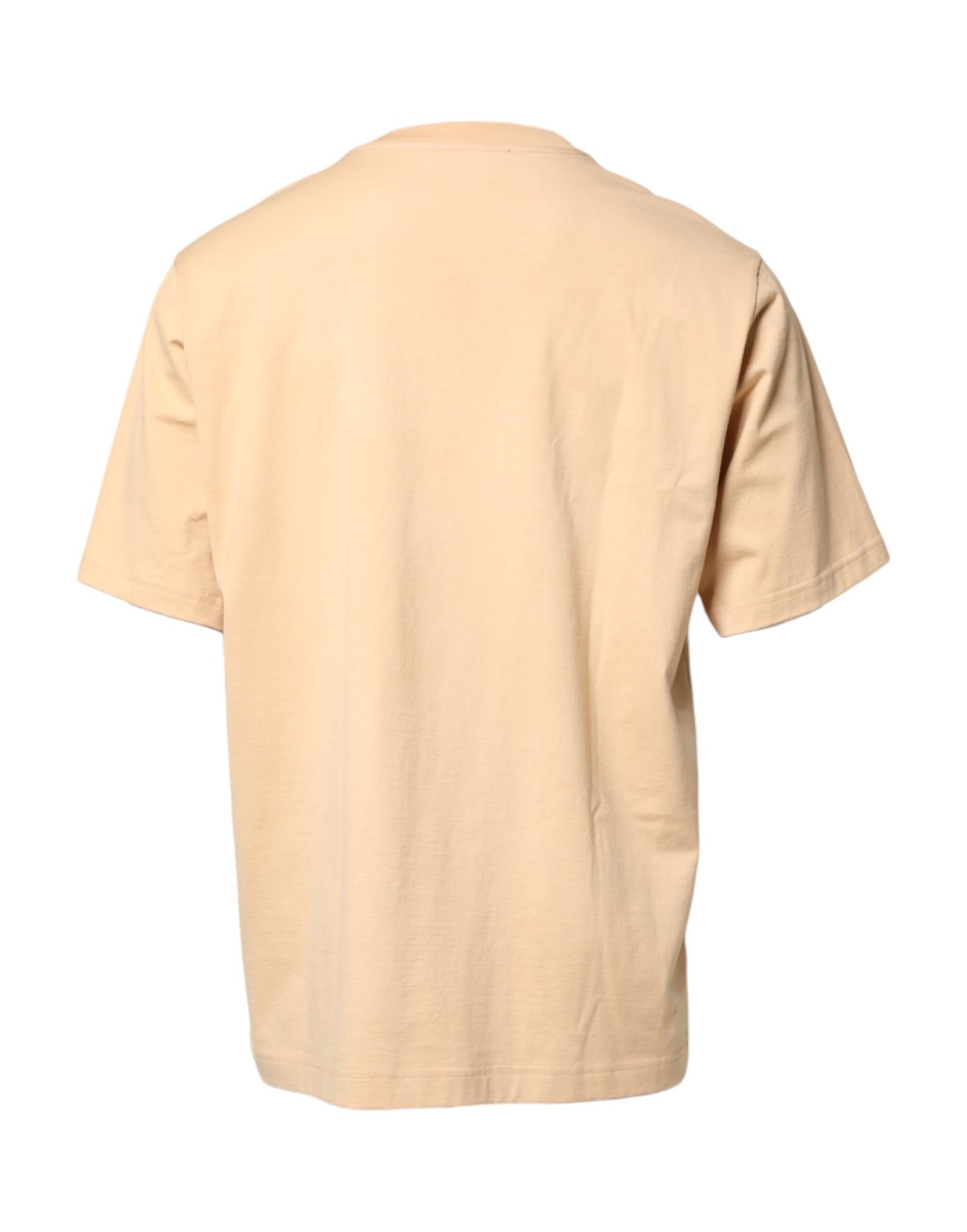 T-shirt col rond en coton beige avec logo imprimé