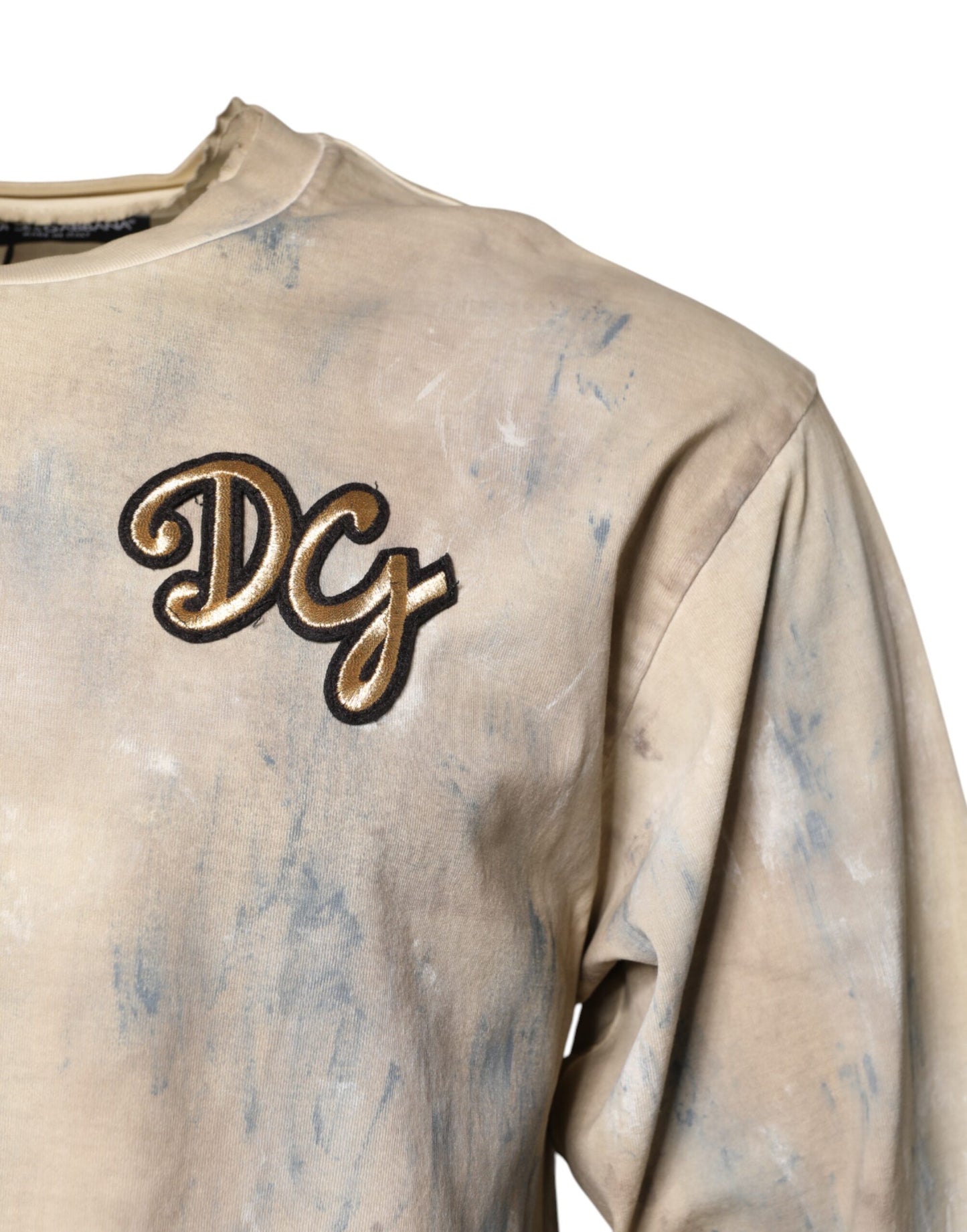 T-shirt court beige avec broderie tie-dye DG