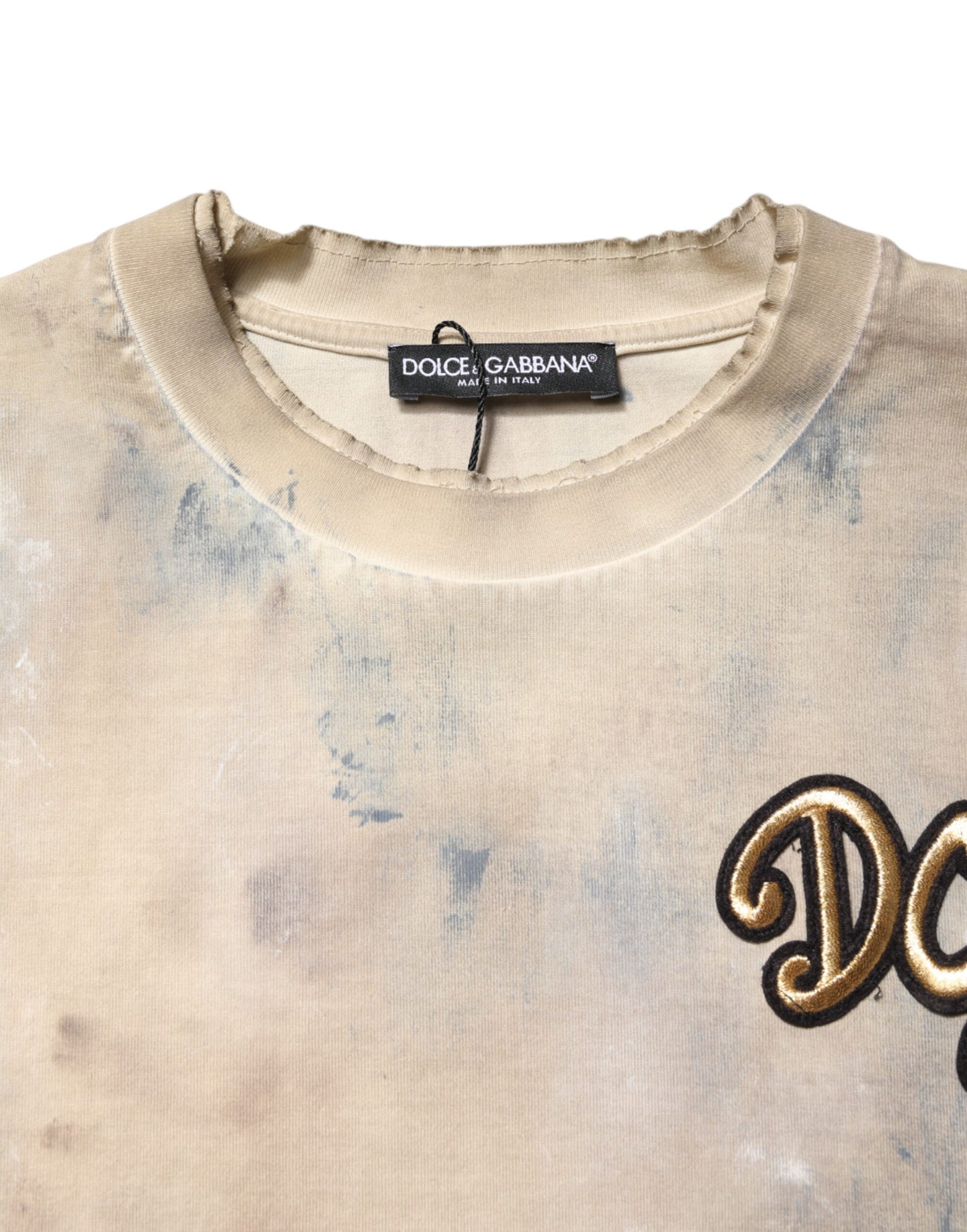 T-shirt court beige avec broderie tie-dye DG
