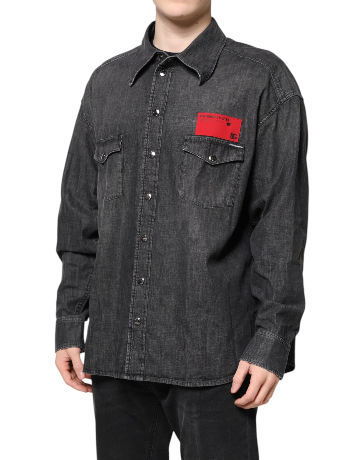 Camisa vaquera gris de manga larga con botones