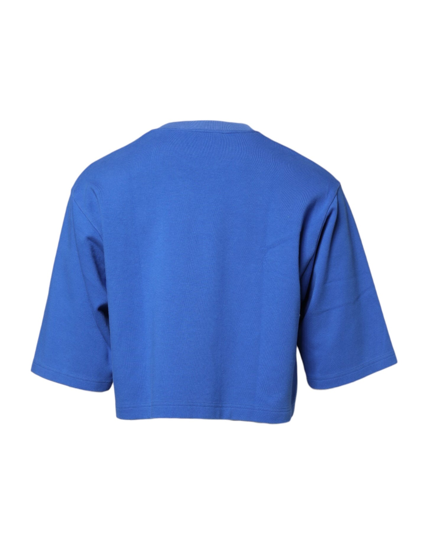 T-shirt court à col rond en coton imprimé bleu