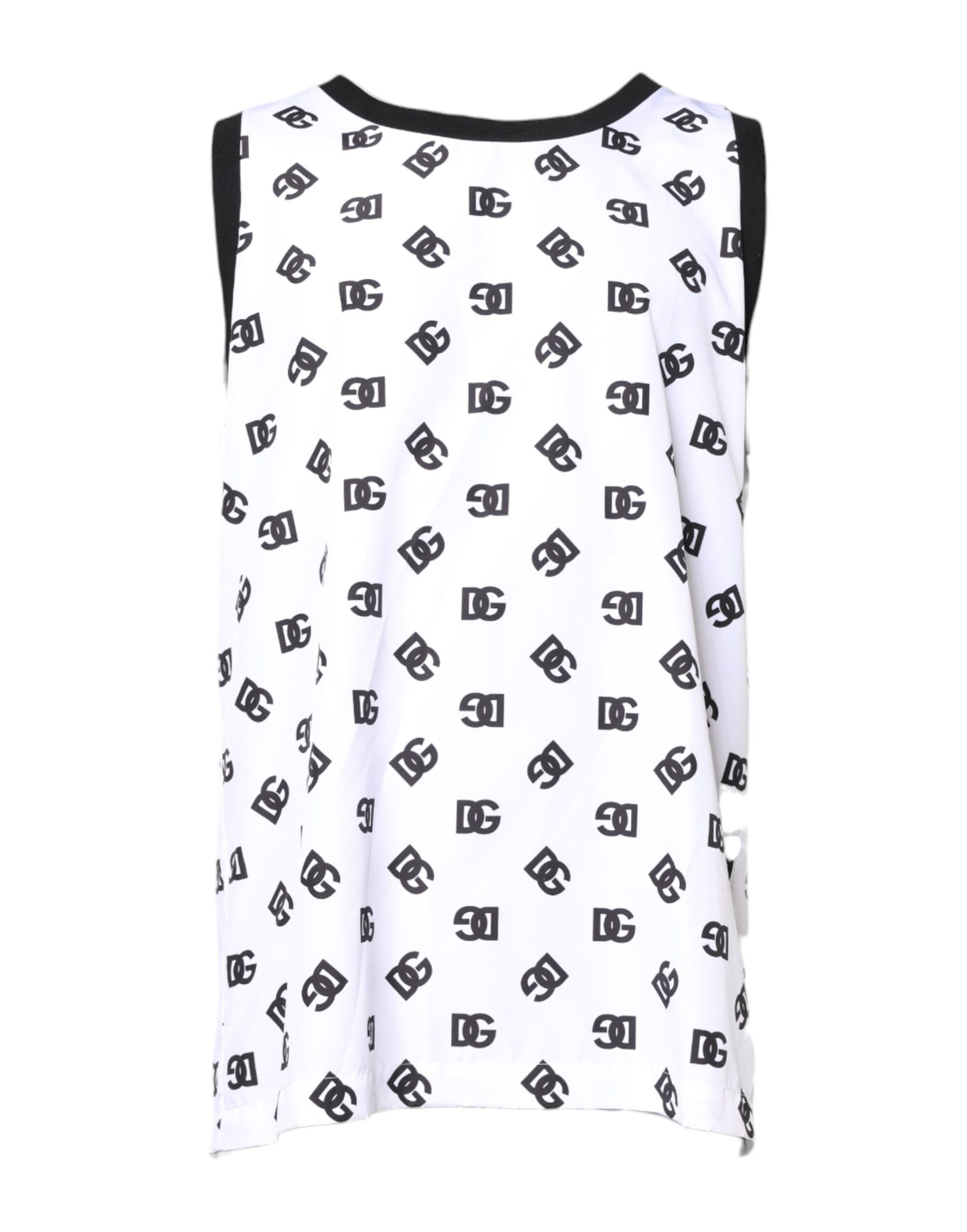 T-shirt sans manches en polyester blanc avec logo DG