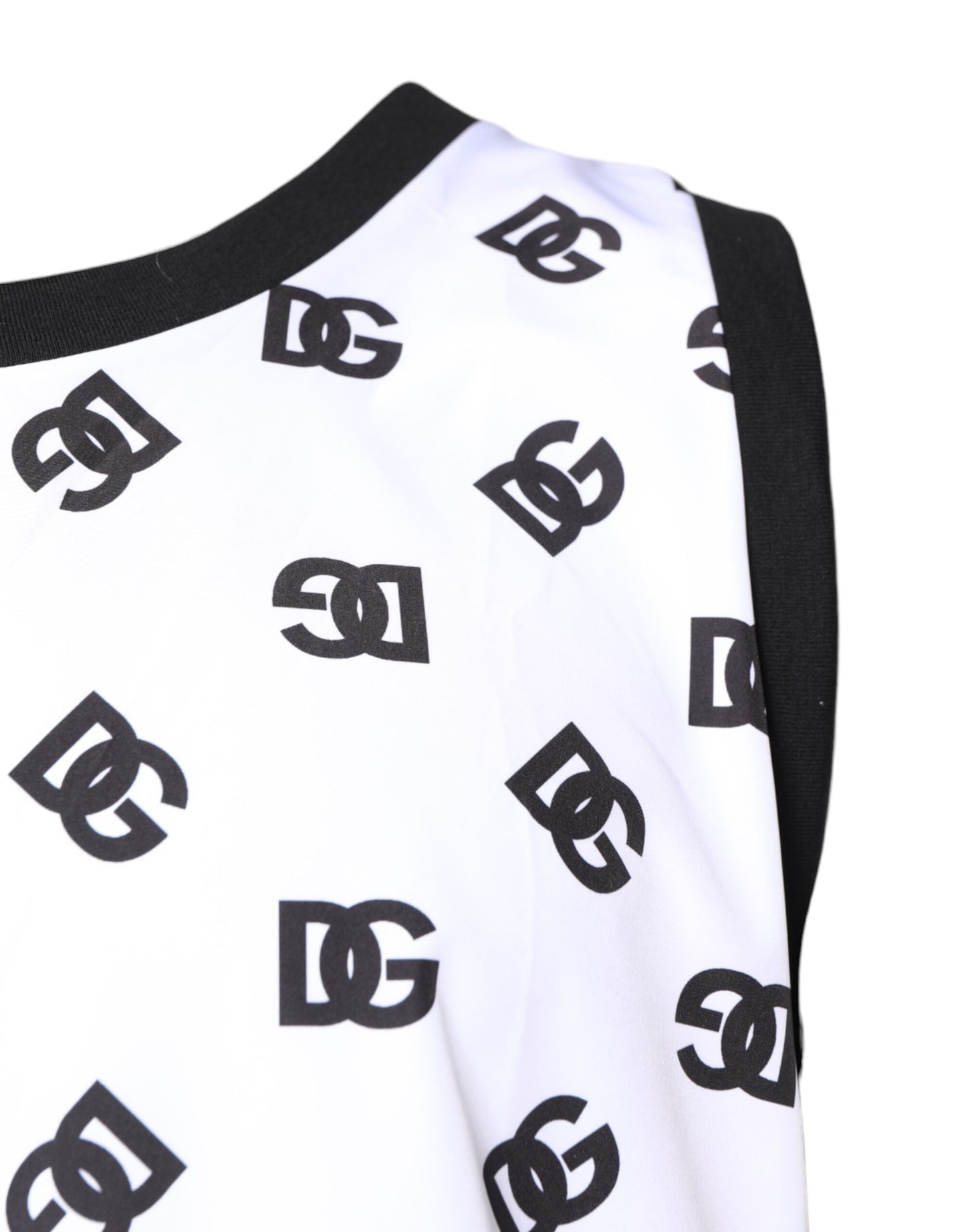 T-shirt sans manches en polyester blanc avec logo DG